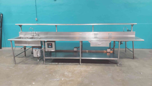 Salvajor Commercial Food Waste Disposer with ARSS-2 Auto-Reversing Control & 12' Stainless Prep Table Sink Combo (SKU: 113027)