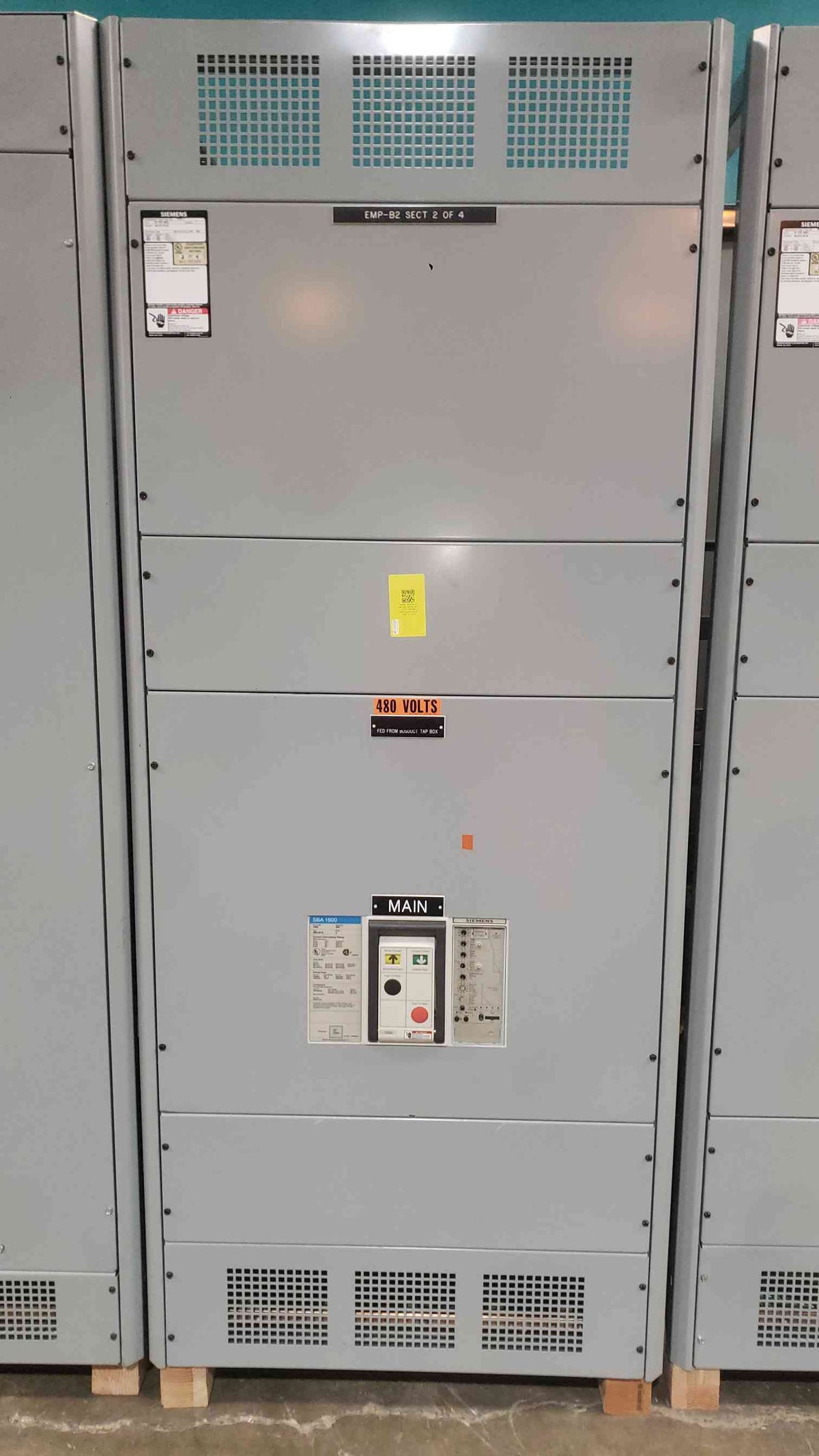 Siemens 4-Section 1600A/2000A Switchgear Lineup | 480Y/277V 3P 4W | 65kA | (3) SBA2016 Mains + Distribution (SKU: 113174)
