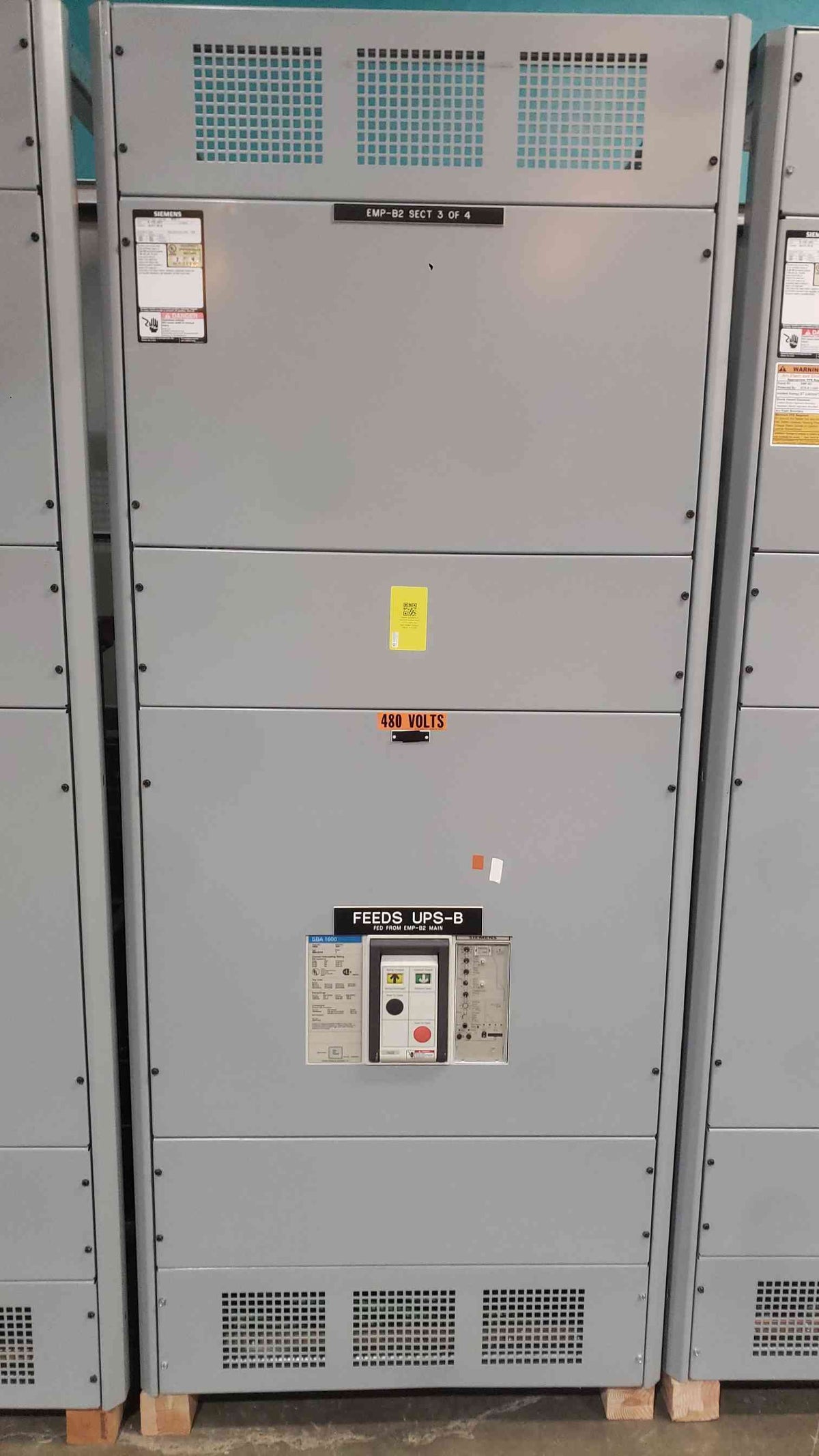 Siemens 4-Section 1600A/2000A Switchgear Lineup | 480Y/277V 3P 4W | 65kA | (3) SBA2016 Mains + Distribution (SKU: 113174)