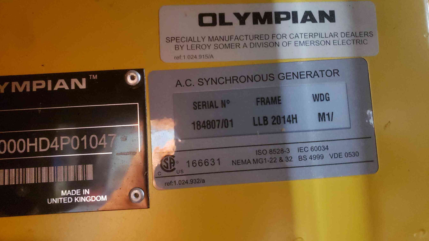 AS-IS Caterpillar Olympian 60kW Diesel Generator Perkins Single Phase 120/240V D60P4S 284 Hrs. (SKU: 113188)
