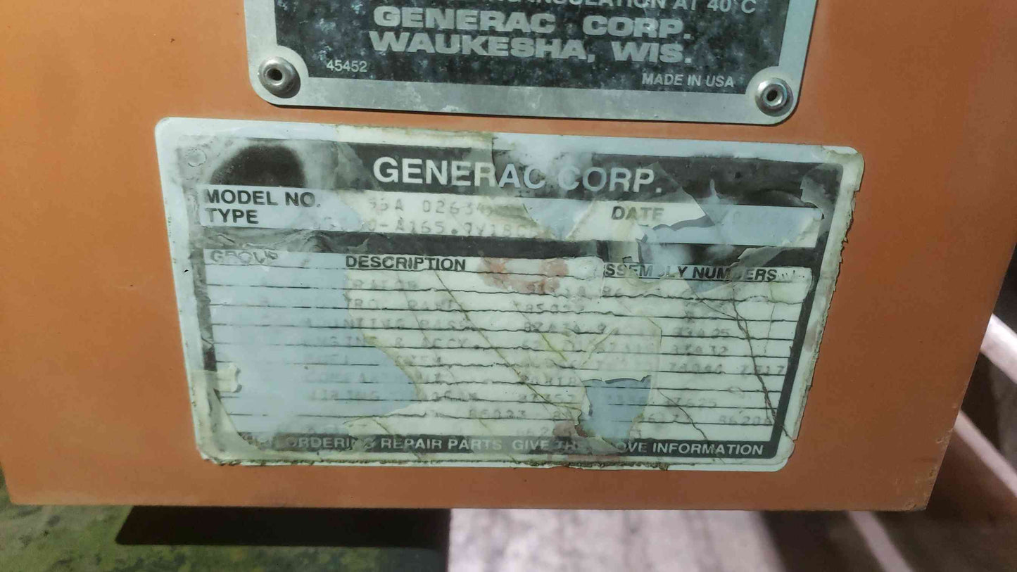 30kW Generac 120/240V 1PH NG/LP Liquid Cooled 1800RPM 479.2 Hrs. AS-IS