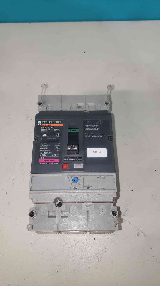 Merlin Gerin NSF250 HC Compact Circuit Breaker 250A 3-Pole 600V Motor Protector MCP250 (SKU: 113282)