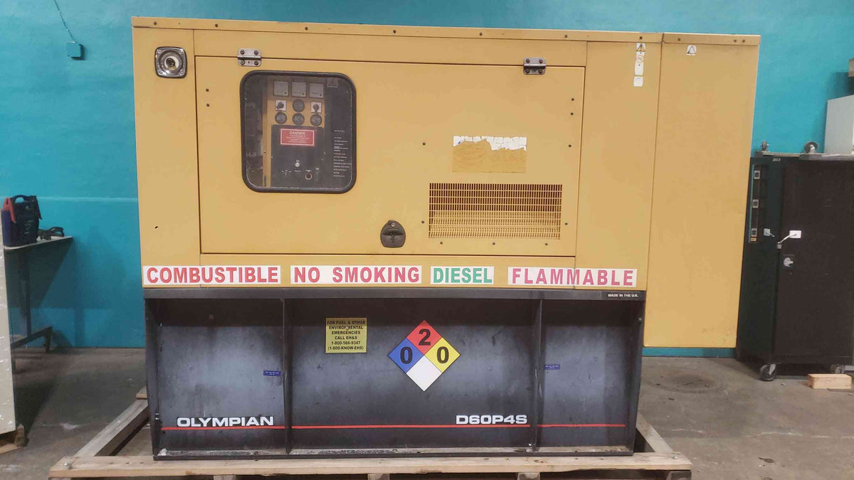 AS-IS 60KW Olympian D60P4S 240/120V 250A 1PH Diesel 390.9 Hrs. (SKU: 113352)