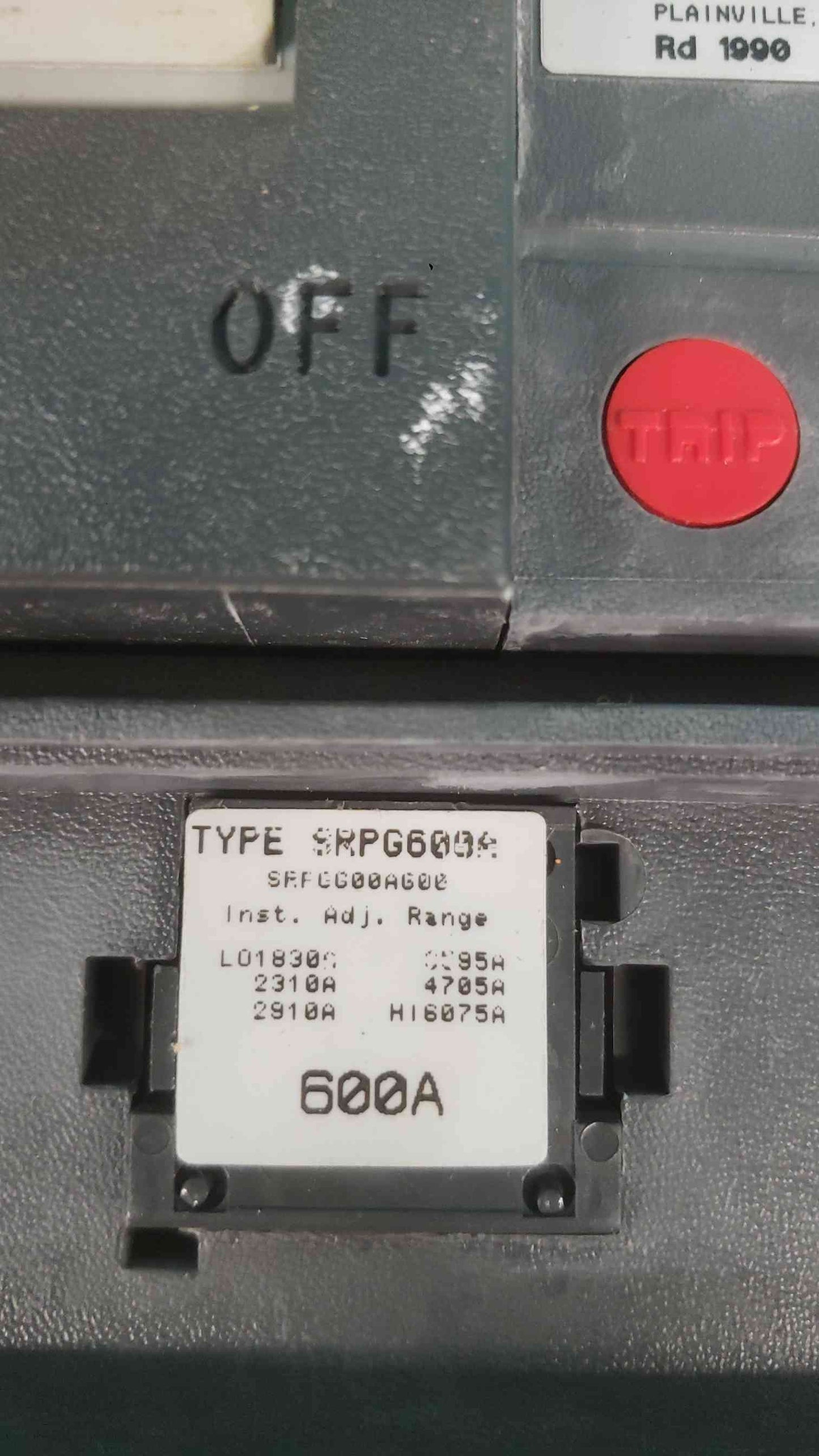 GE Spectra RMS SGHA36AT0600 600A 3 Pole 600V Hi-Break Breaker SRPG600A SGHA 35k (SKU: 113384)