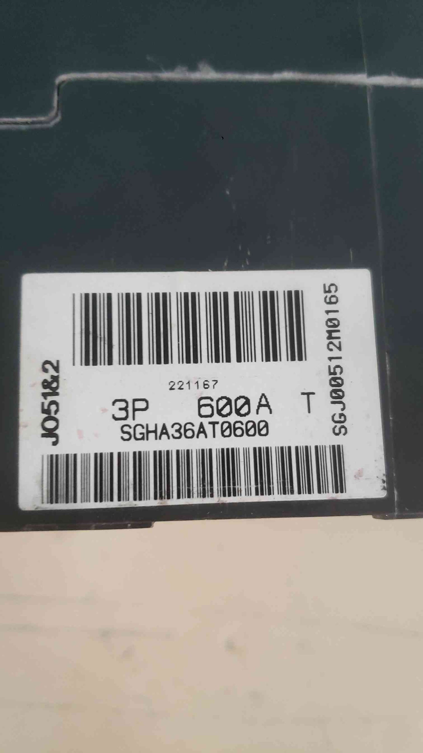 GE Spectra RMS SGHA36AT0600 600A 3 Pole 600V Hi-Break Breaker SRPG600A SGHA 35k (SKU: 113384)