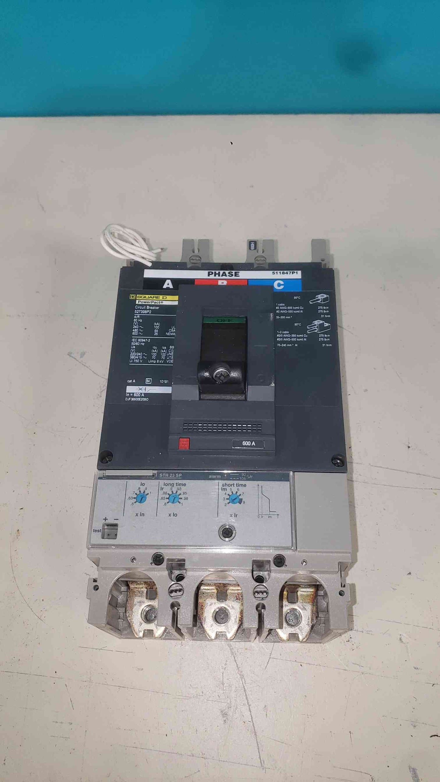 Square D PowerPact DJF36600E20SO 600A 3 Pole 600V Breaker STR 23 SP 600 Amp DJ 65k (SKU: 113387)