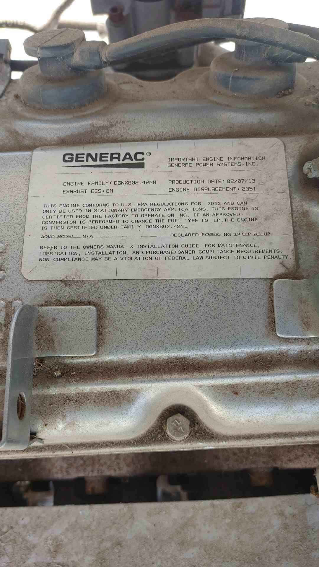 Generac QT02524CN3NA 25kW Standby Commercial Generator 120/208V 3 Phase 25 kW 317.5Hrs(SKU: 113585)
