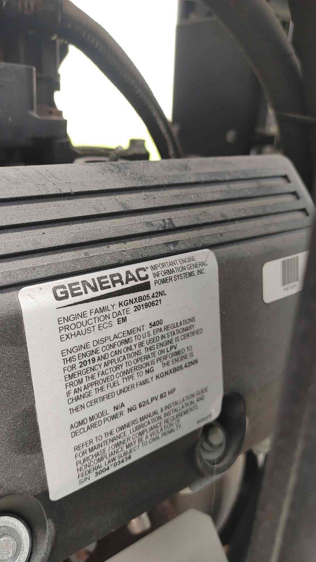 Generac G0071140 35 kW Natural Gas LP Generator 120/240V 1-Phase 56 Hours