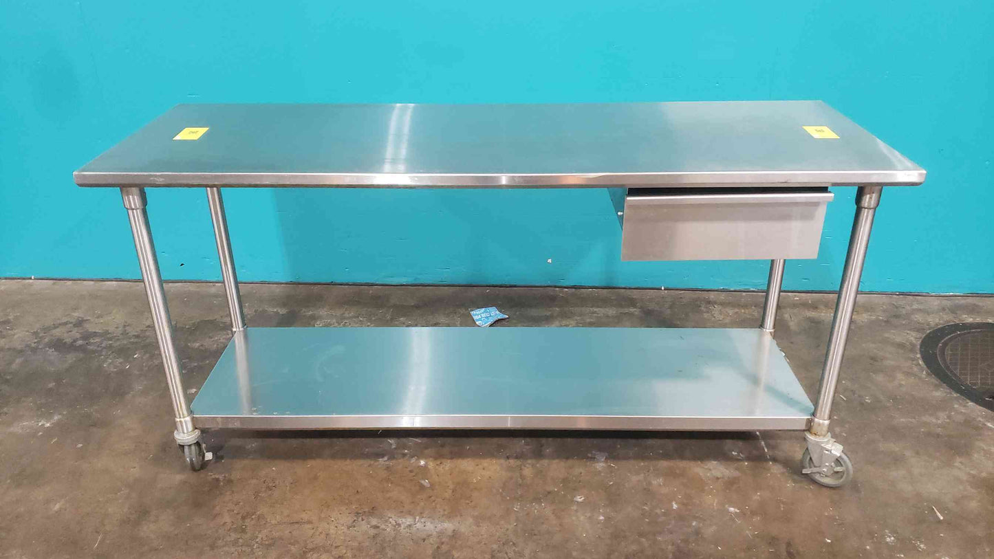 6ft Stainless Steel Work Prep Table 72" Commercial Kitchen Rolling w/ Drawer (SKU: 113635)