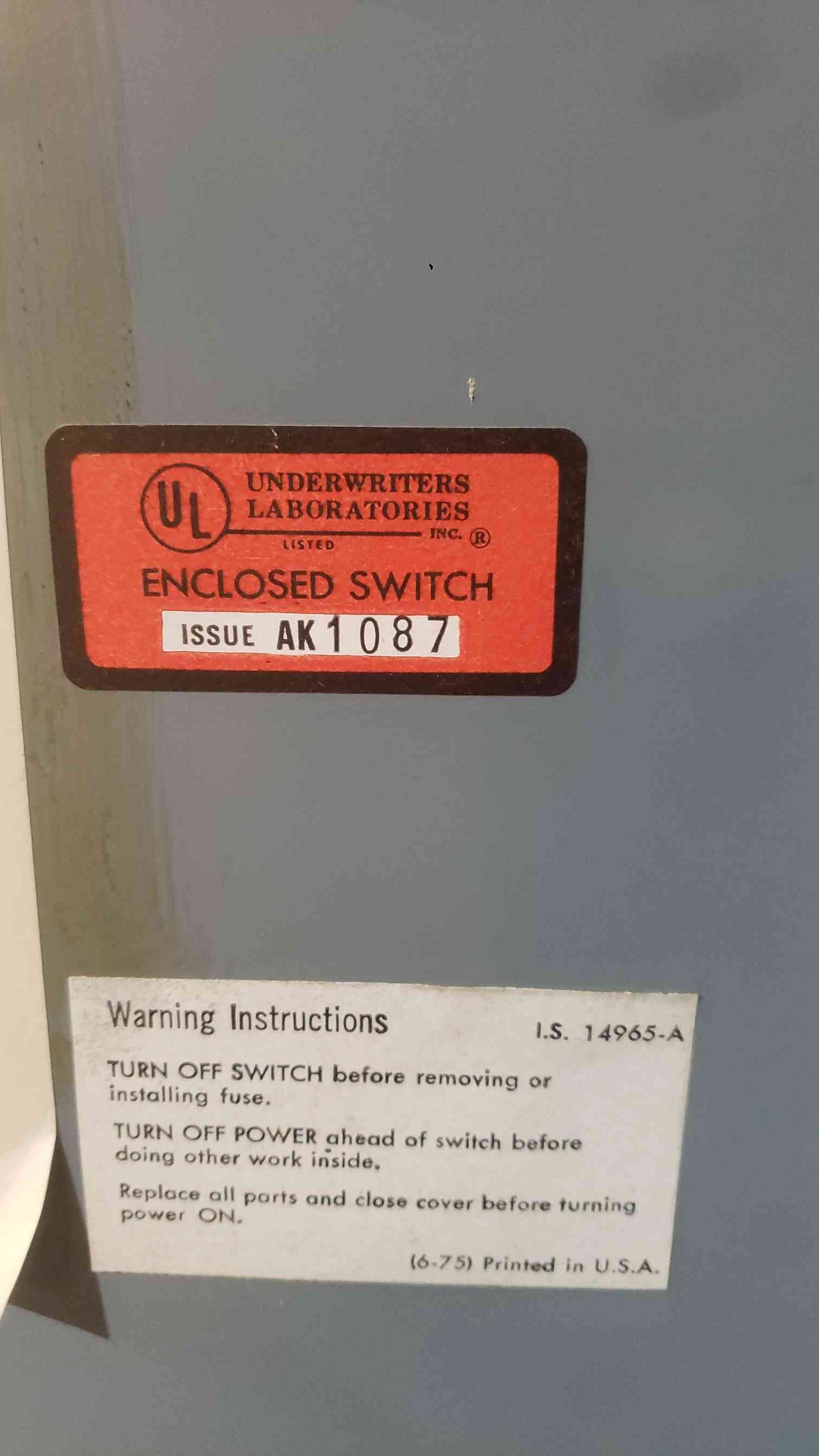 Westinghouse HF425N 400 Amp 240V Fusible Heavy Duty Safety Switch Disconnect
