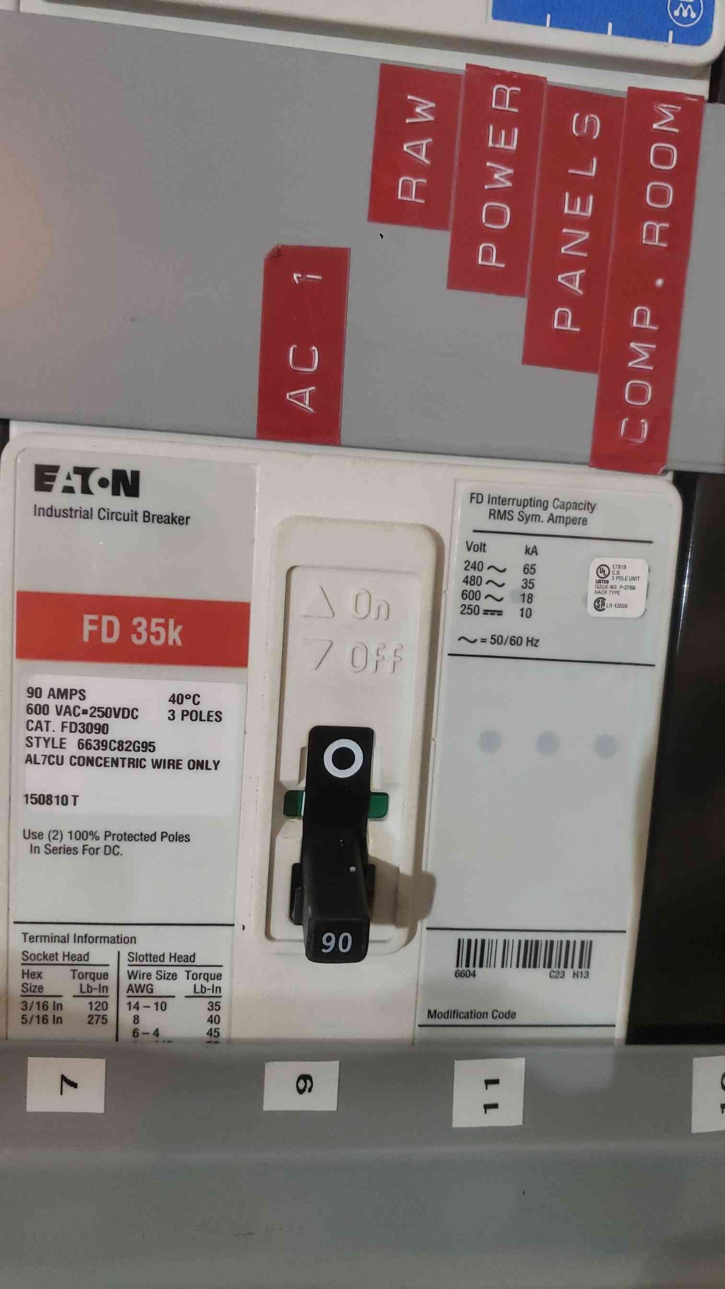 Eaton Westinghouse PRL3 400A Panelboard 208Y/120V 3PH with 400A 150A 100A Breakers
