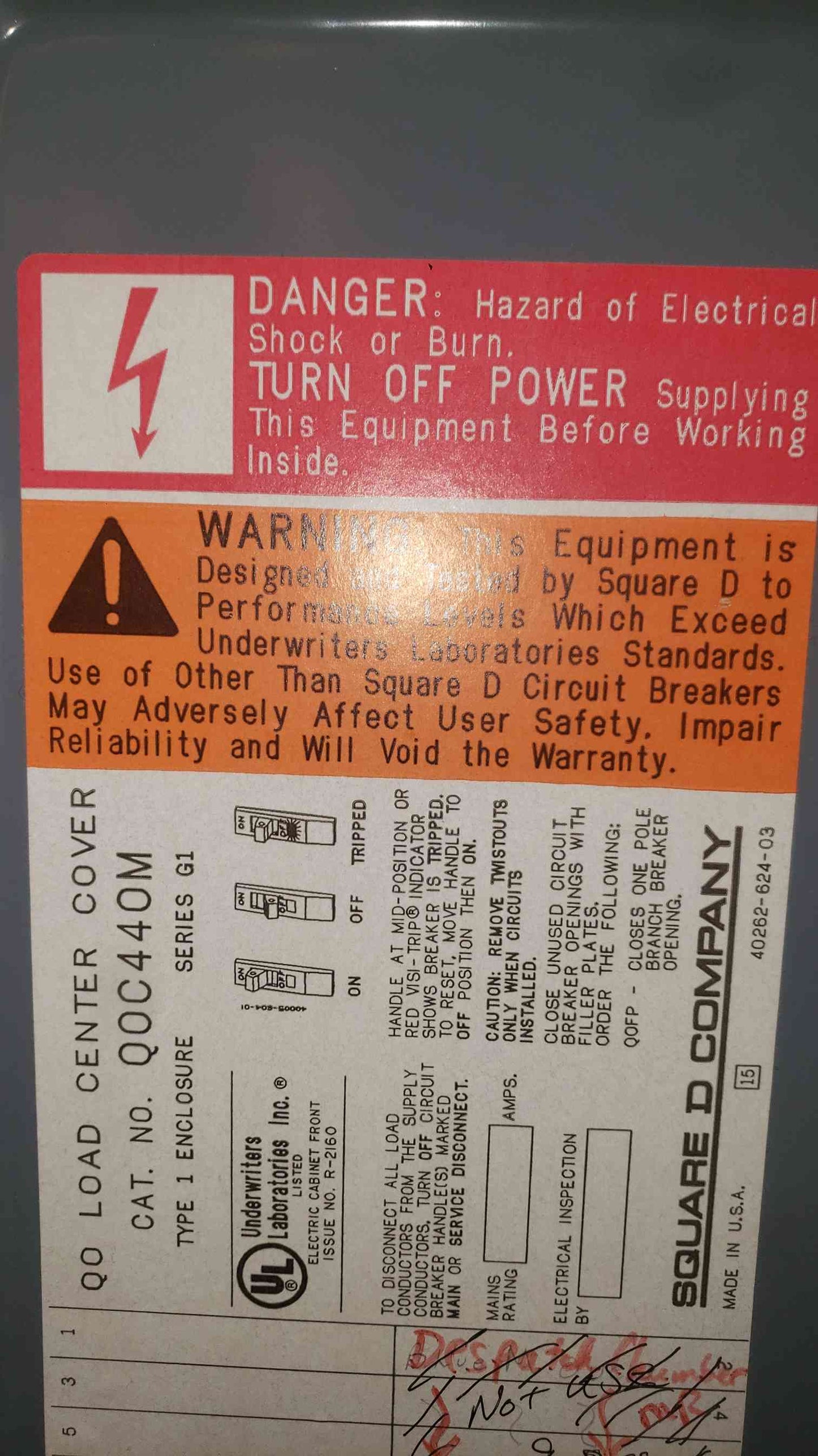 Square D QO 3 Phase Panelboard 200A Main Breaker 80A 60A 50A 40A 30A Multi-Pole QO