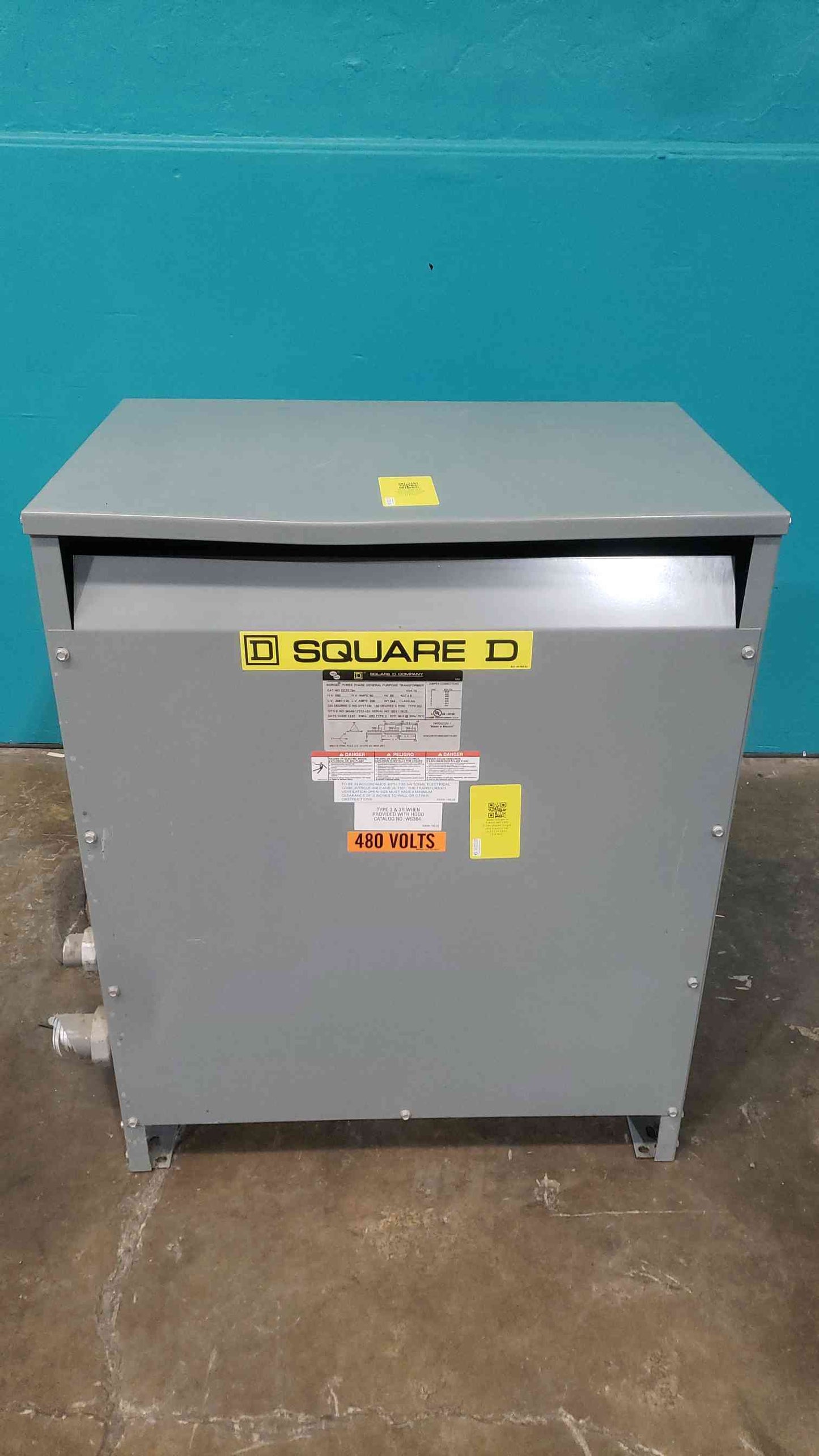 Square D EE75T3H 75 KVA 3 Phase Dry Type Transformer 480V to 208Y/120V Sorgel
