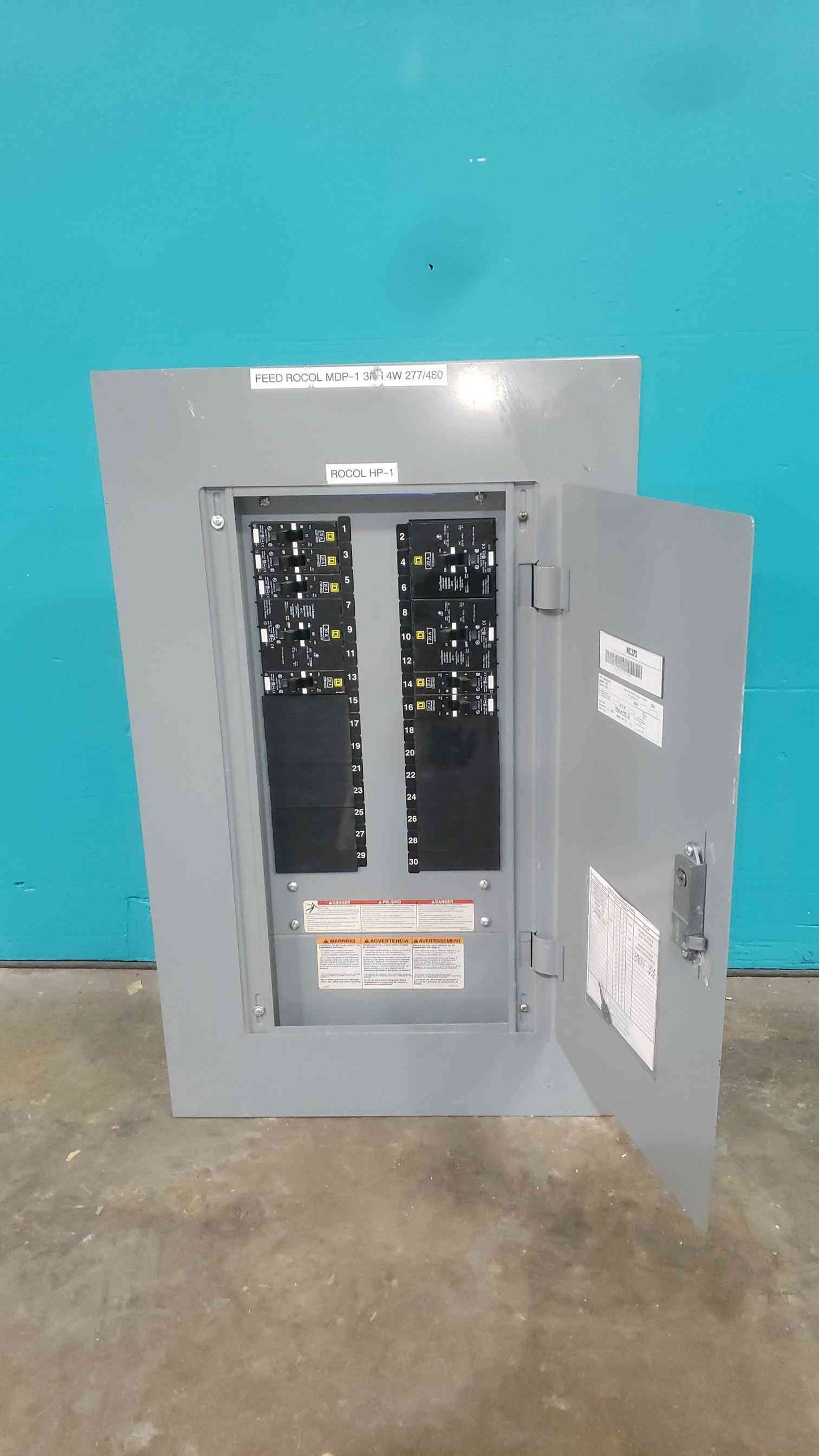 Square D NF 125A 480Y/277V 3 Phase Panelboard 3x EDB 3-Pole 6x 1-Pole Breaker NF430L1C