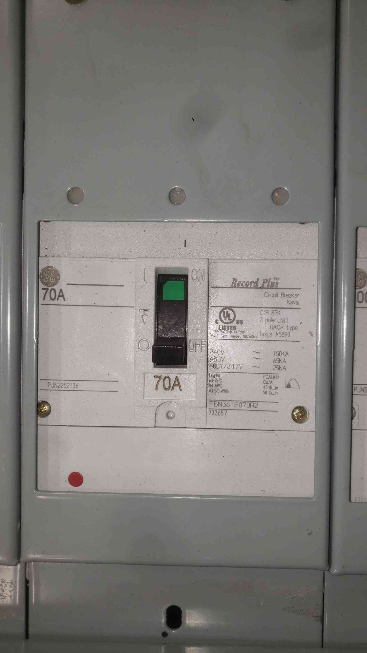 GE Spectra Series Power Panelboard 480V 3-Phase Populated 16x 3-Pole Breakers AsIs