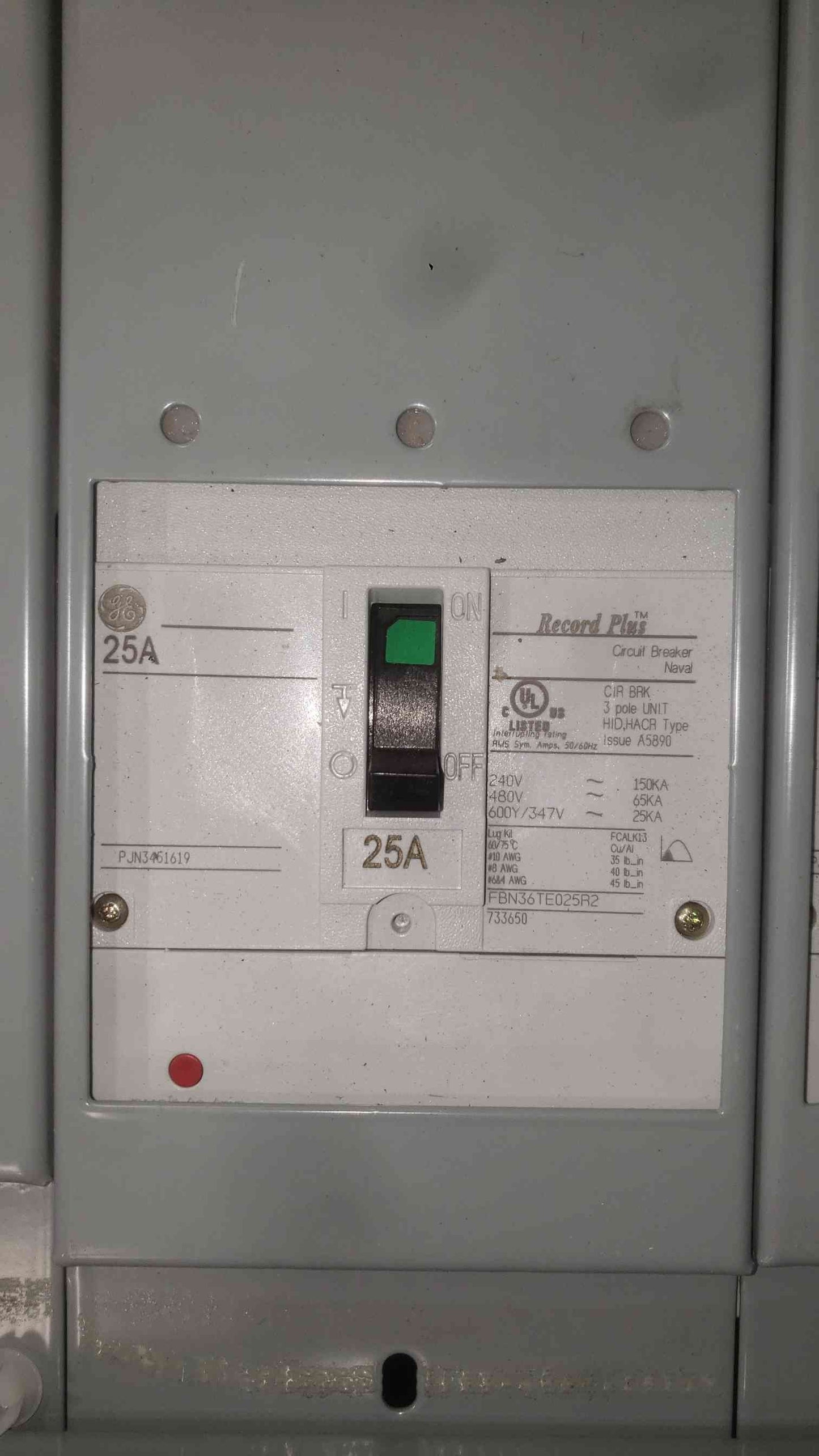 GE Spectra Series Power Panelboard 480V 3-Phase Populated 16x 3-Pole Breakers AsIs