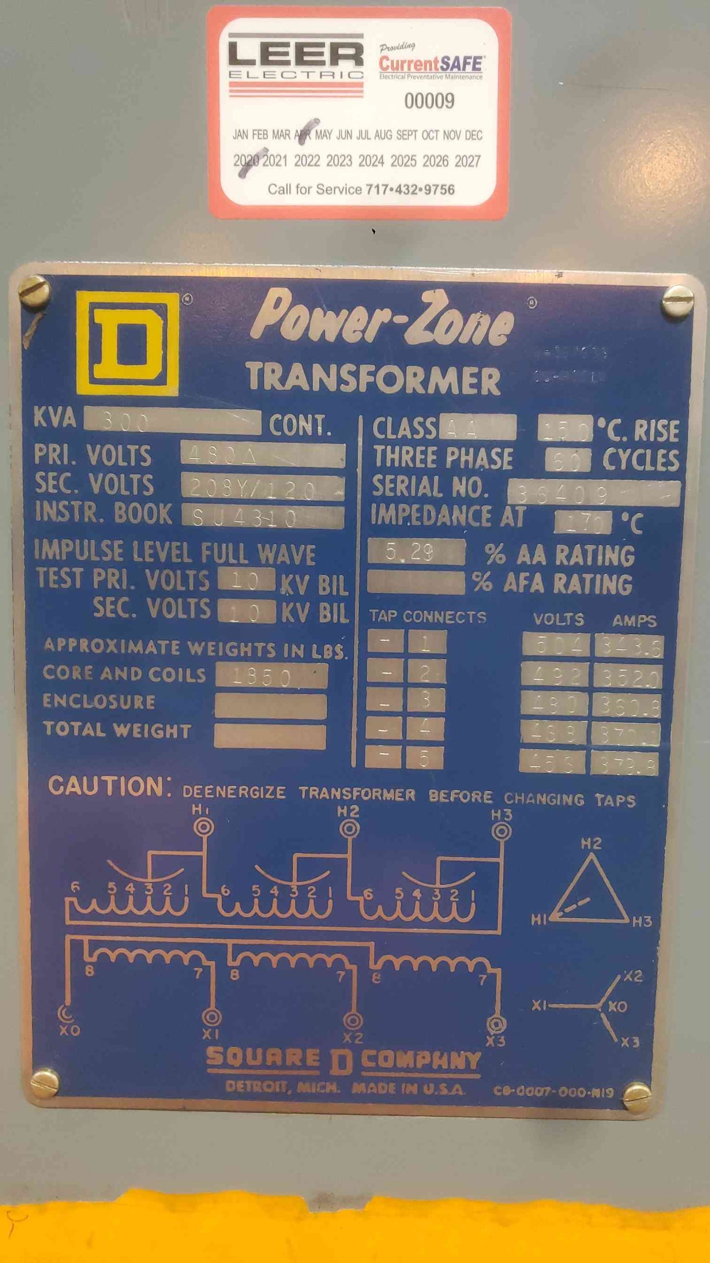 Square D Power-Zone 800A Switchboard Switchgear 300 KVA Transformer 480V-208V