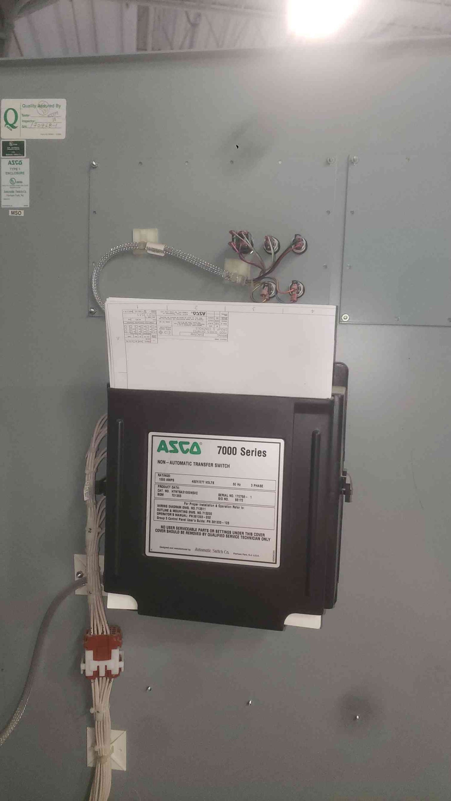 ASCO 7000 Series 1000A Non-Automatic Transfer Switch H7NTSA31000N5XC