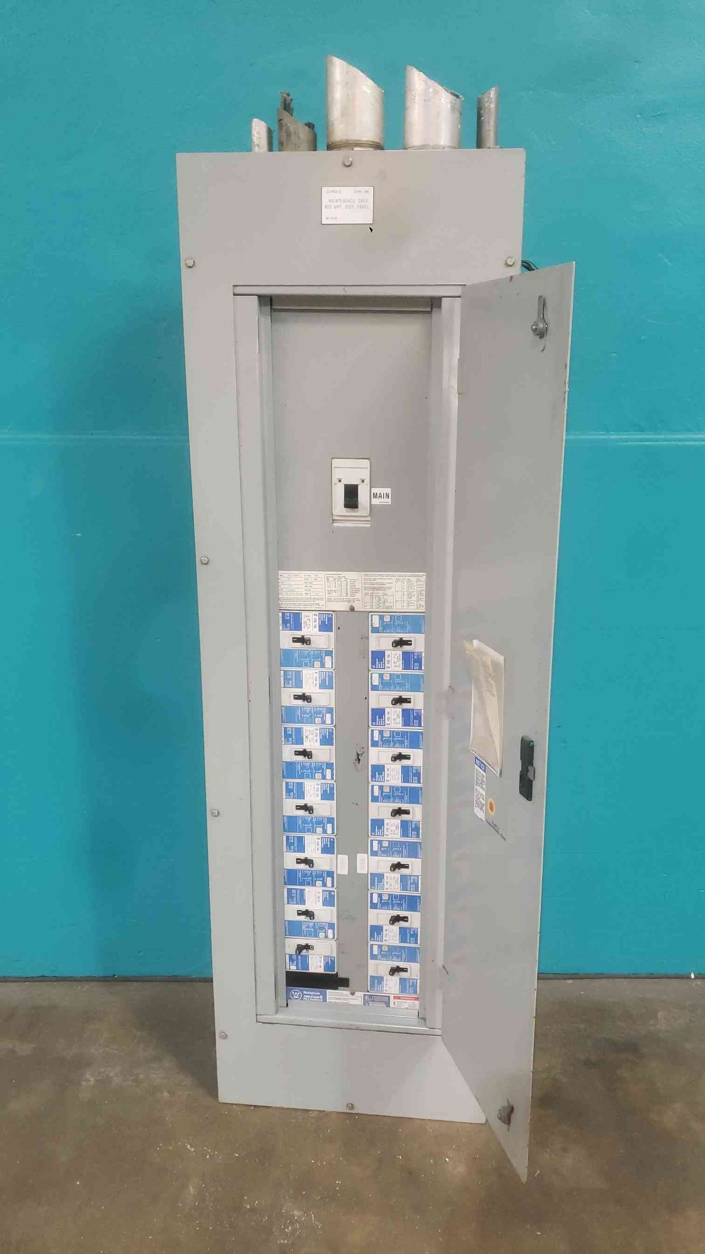Westinghouse PRL3 400A 480V 3 Phase 42 Ckt Main Breaker Panelboard Series C FDB