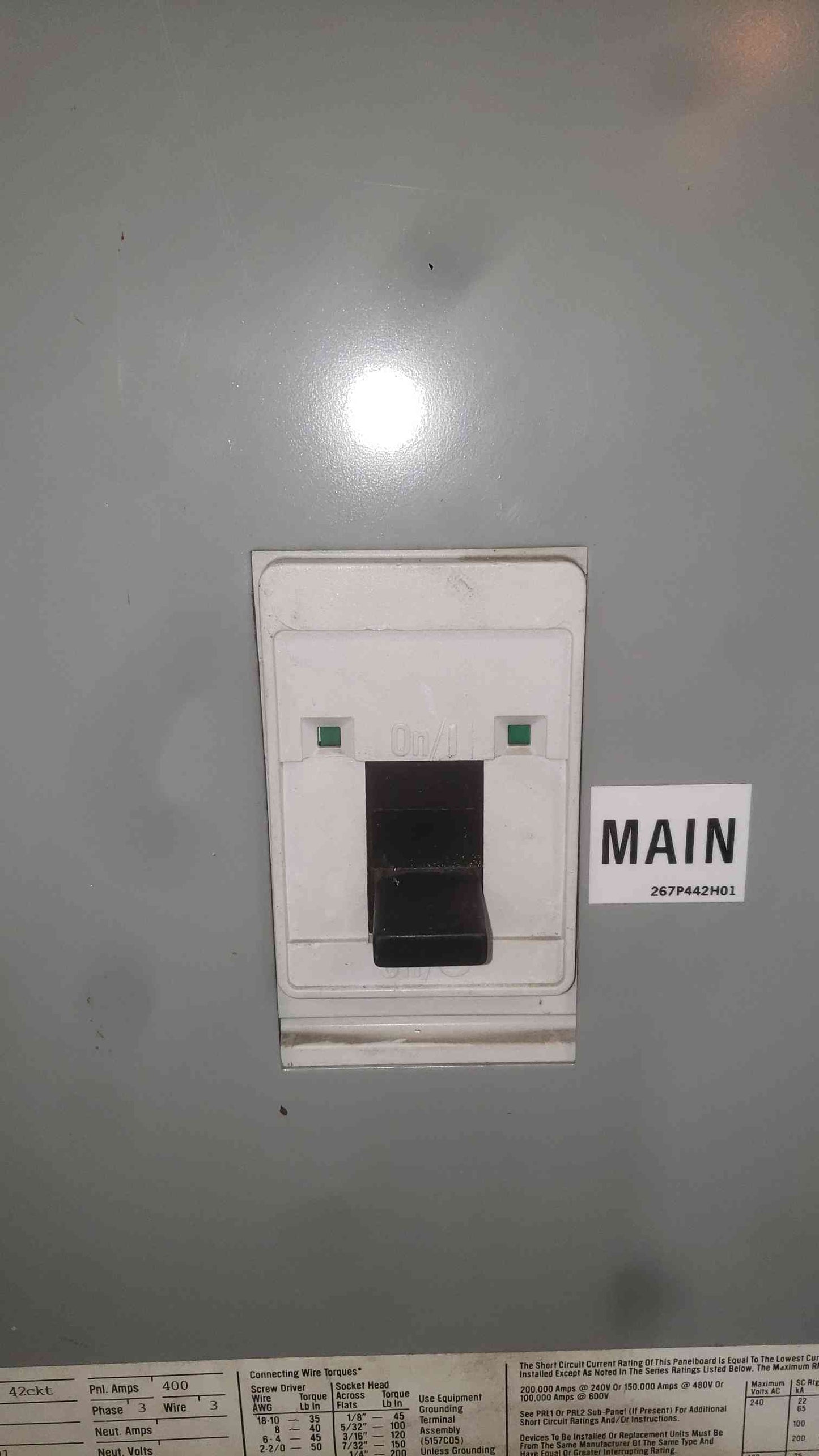 Westinghouse PRL3 400A 480V 3 Phase 42 Ckt Main Breaker Panelboard Series C FDB