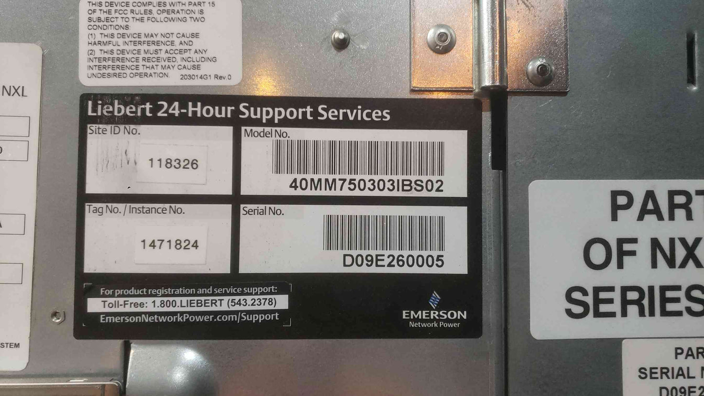 Liebert NXL 750kVA 675kW 3 Phase Online UPS System 575V 40MM750303IBS02 Emerson