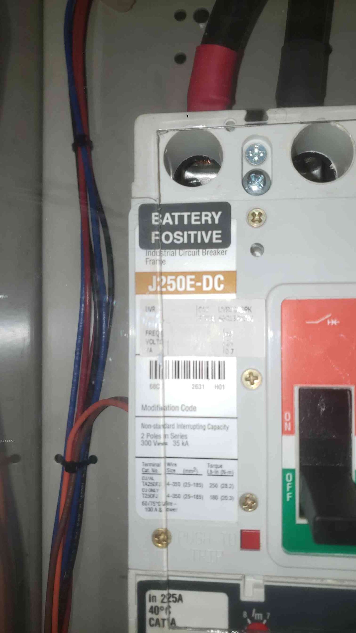 C&C Power BC55 480V DC UPS Battery Cabinet Enclosure 225A Breaker 100B4