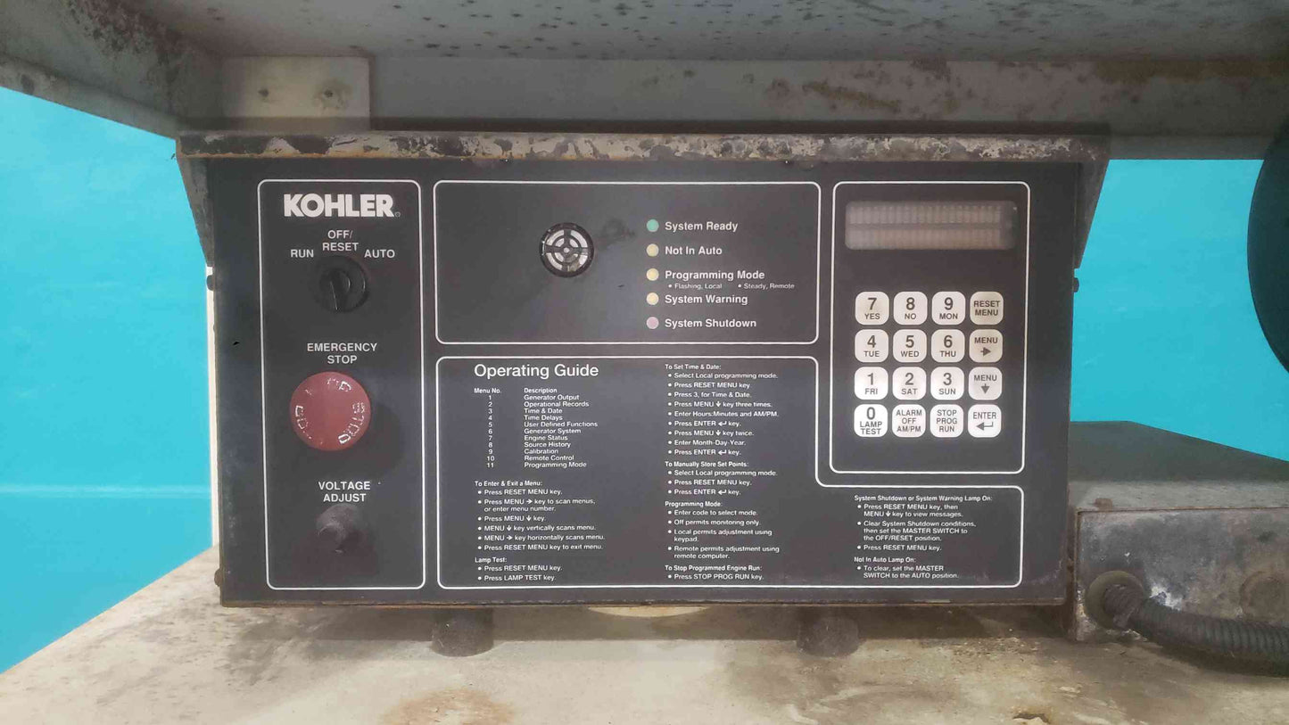 Kohler 50ROZJ 50kW Diesel Generator Enclosed Sub-Base Tank 120/208V 3PH 935 Hrs