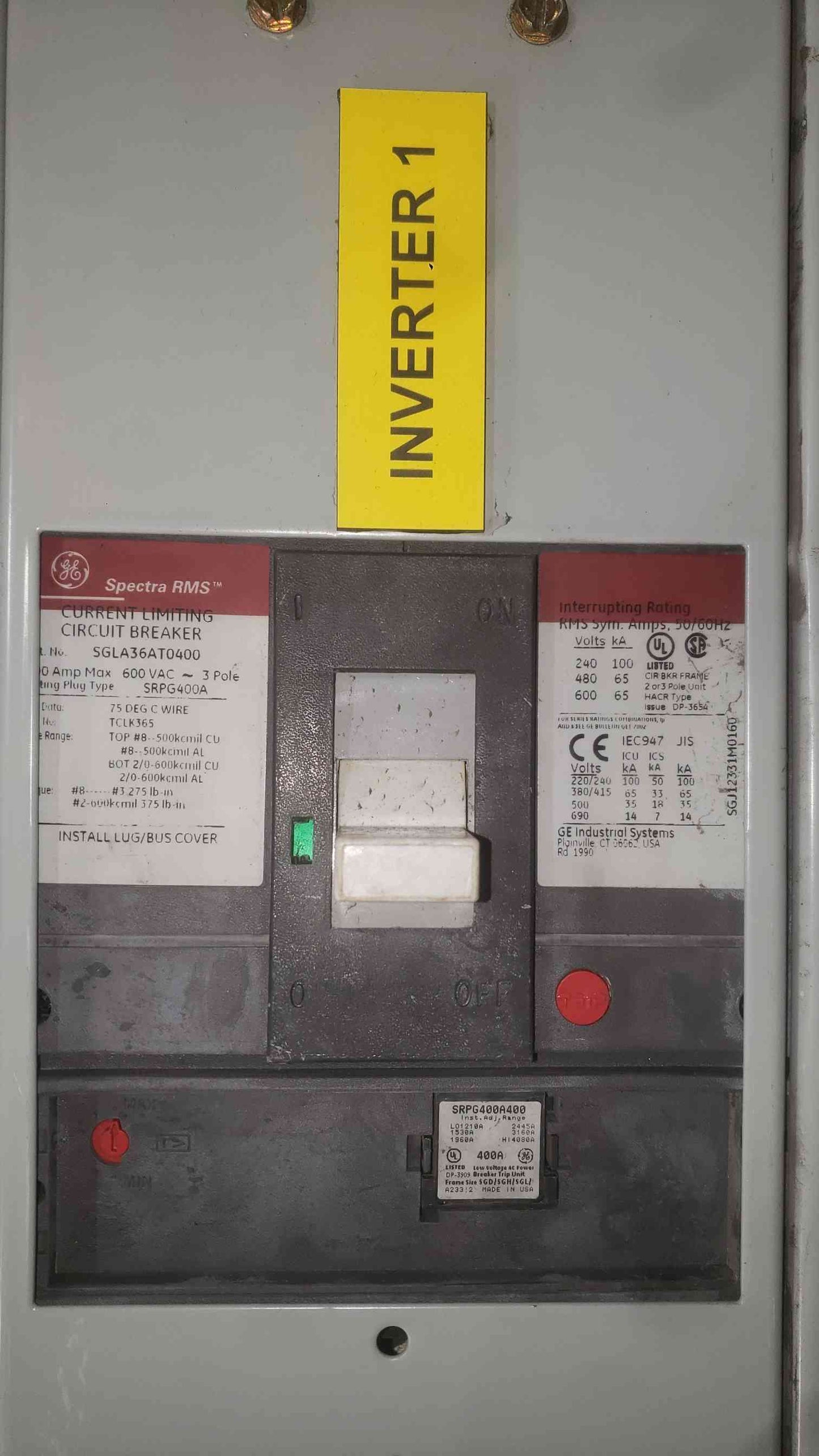 GE Spectra Series Switchboard 1600A 480Y/277V 3PH Solar Main Gear Panel Enclosure