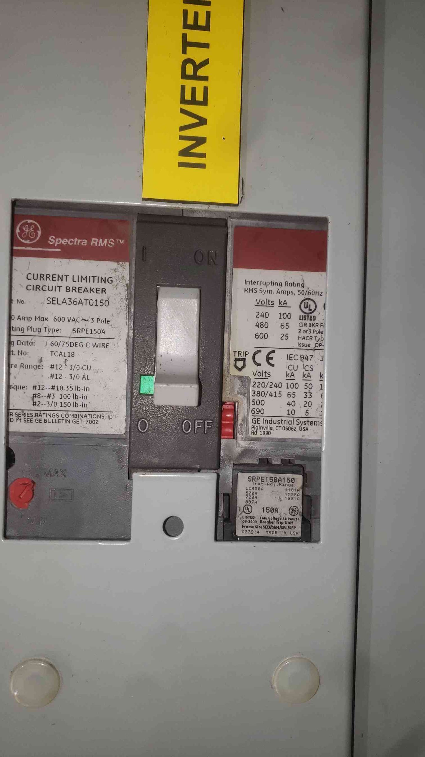 GE Spectra Series Switchboard 1600A 480Y/277V 3PH Solar Main Gear Panel Enclosure