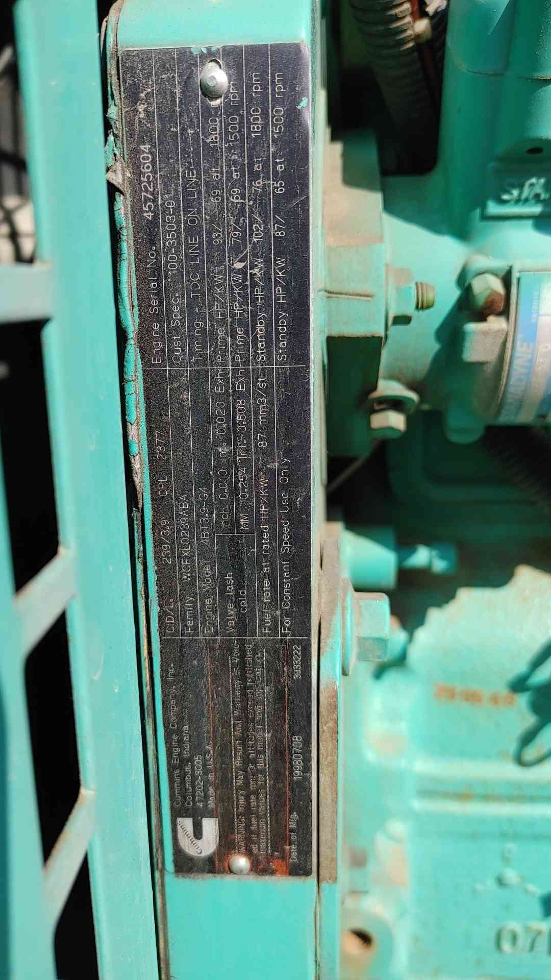 Cummins Onan 50DGCA 50 kW Diesel Generator 120/240V 277/480V 100Gal Tank 857Hr
