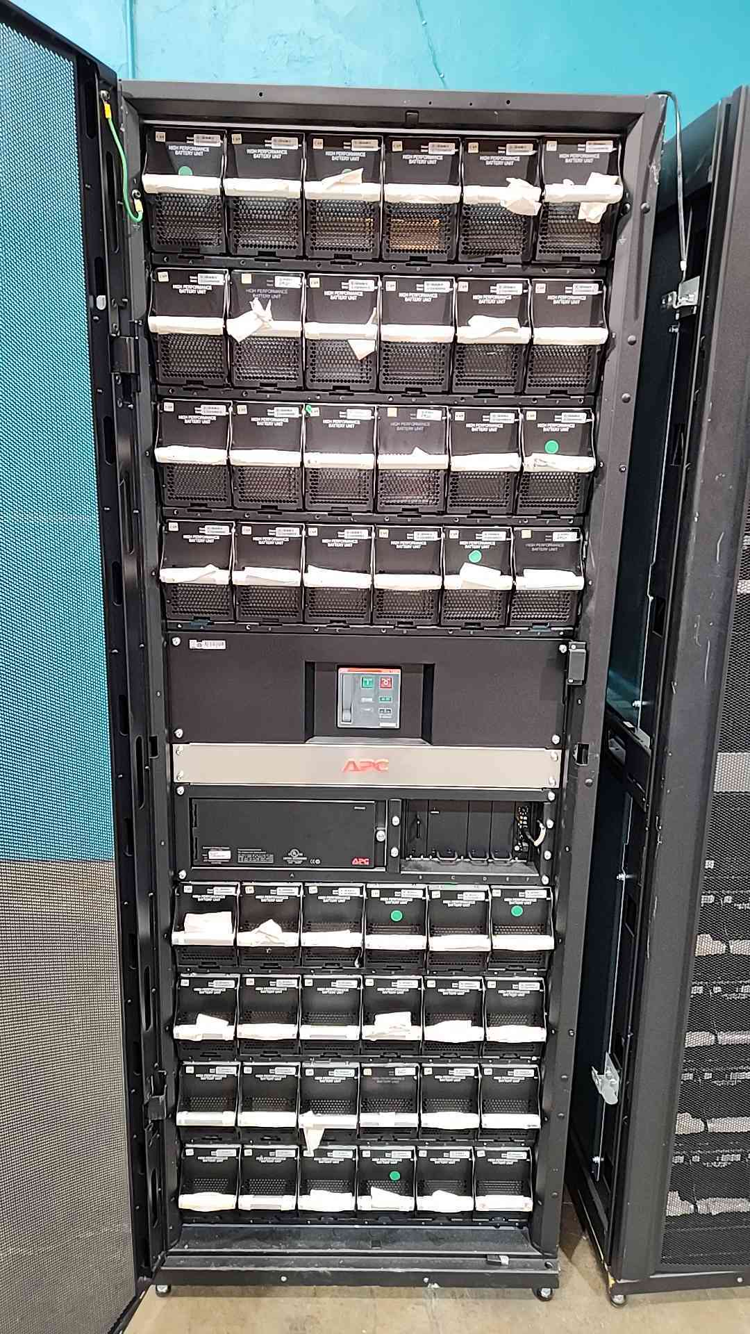 APC Symmetra PX 250kW UPS Frame SYPF250KD w/ 3x SYBFXR8 Battery Cabinets Lineup