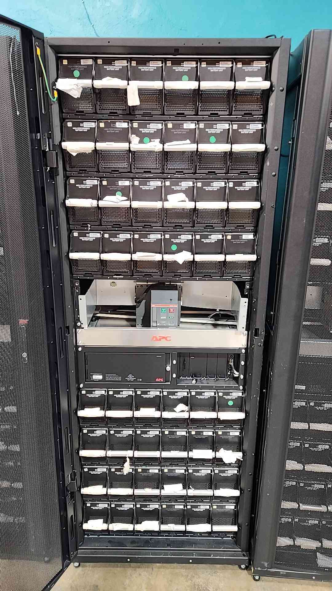 APC Symmetra PX 250kW UPS Frame SYPF250KD w/ 3x SYBFXR8 Battery Cabinets Lineup