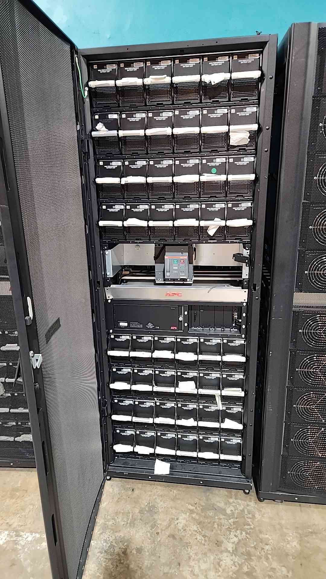 APC Symmetra PX 250kW UPS Frame SYPF250KD w/ 3x SYBFXR8 Battery Cabinets Lineup