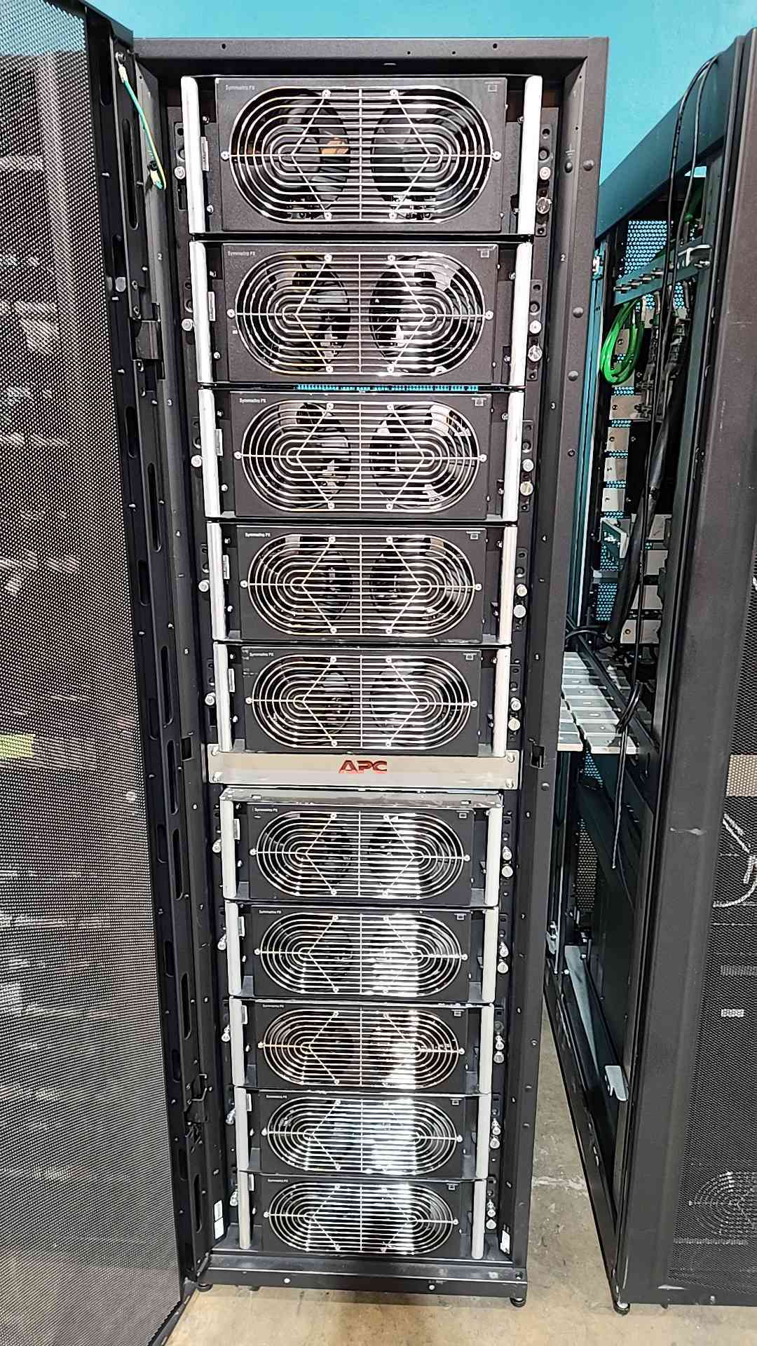 APC Symmetra PX 250kW UPS Frame SYPF250KD w/ 3x SYBFXR8 Battery Cabinets Lineup