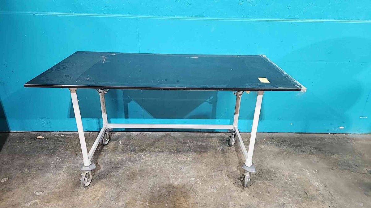 6 Ft Mobile Rolling Lab Table Workstation Black Chemical Resistant Surface Wheels