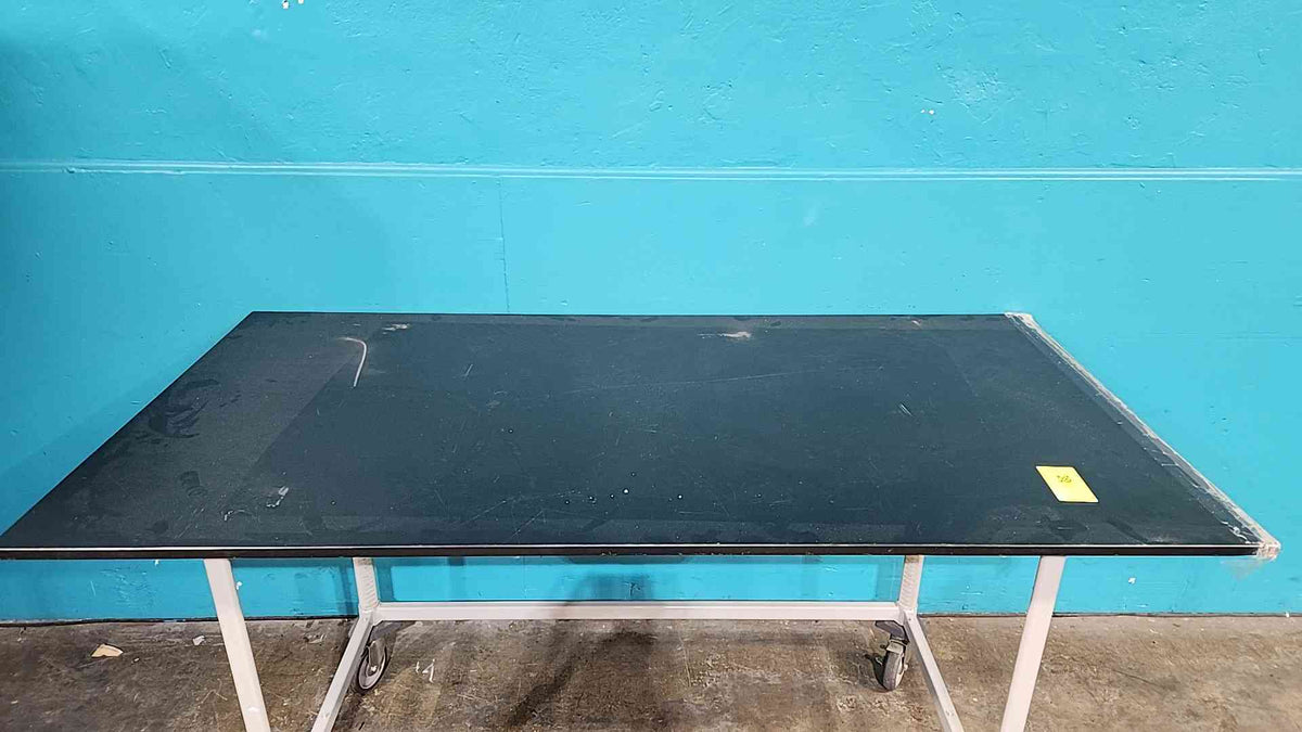 6 Ft Mobile Rolling Lab Table Workstation Black Chemical Resistant Surface Wheels