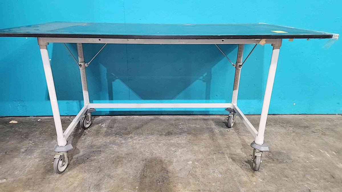 6 Ft Mobile Rolling Lab Table Workstation Black Chemical Resistant Surface Wheels