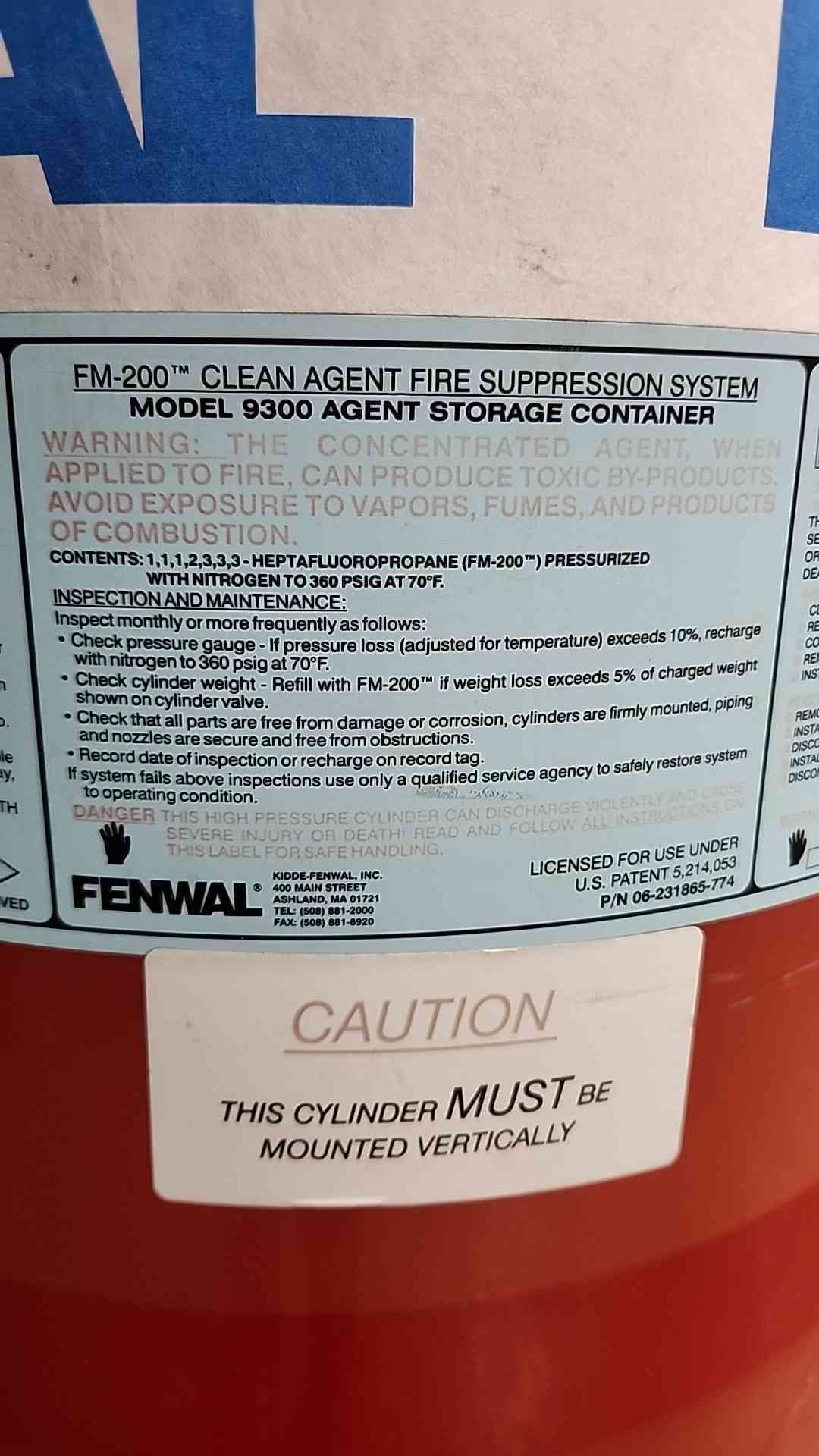 Fenwal 226 LBS FM-200 Fire Suppression System (SKU: 115967)