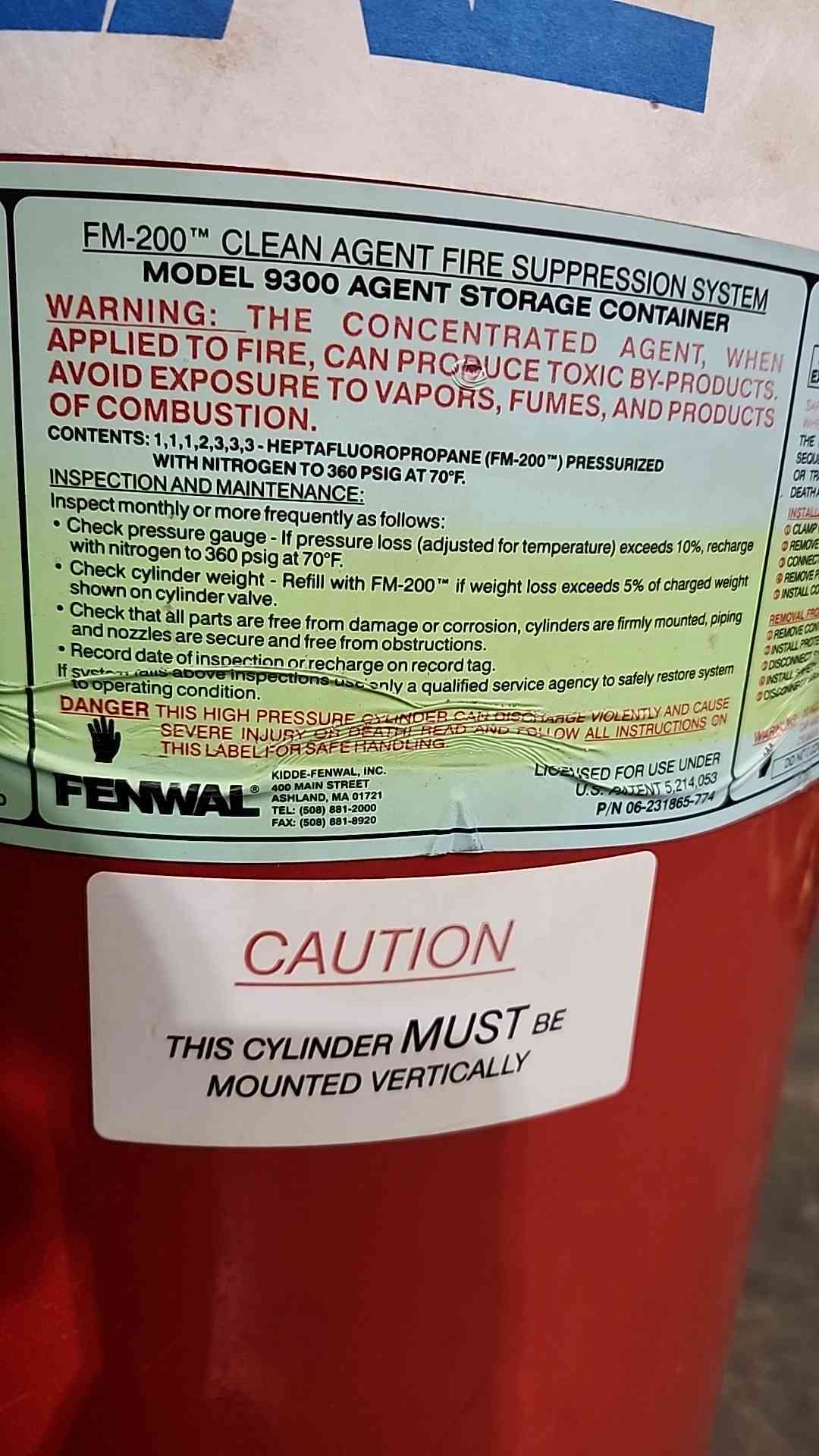 Fenwal 71 LBS FM-200 Fire Suppression System (SKU: 115968)