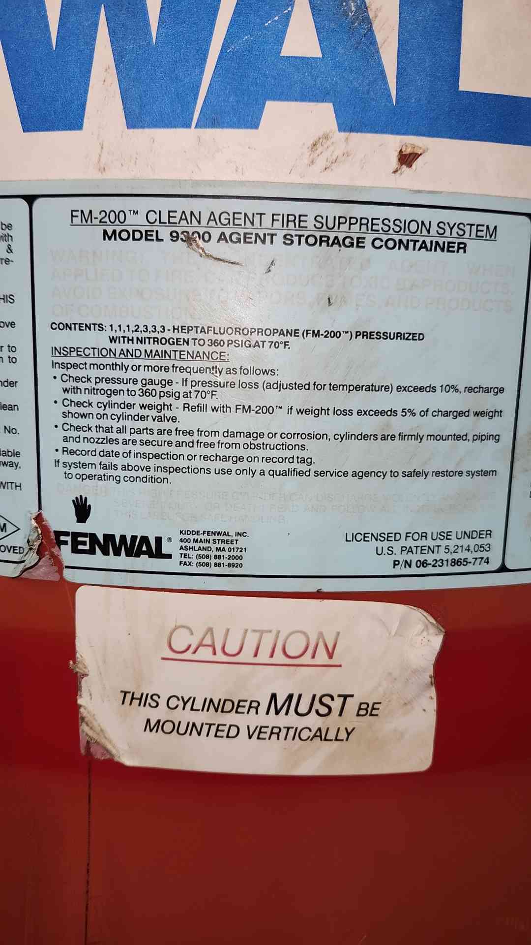 Fenwal 356 LBS FM-200 Fire Suppression System (SKU: 115969)