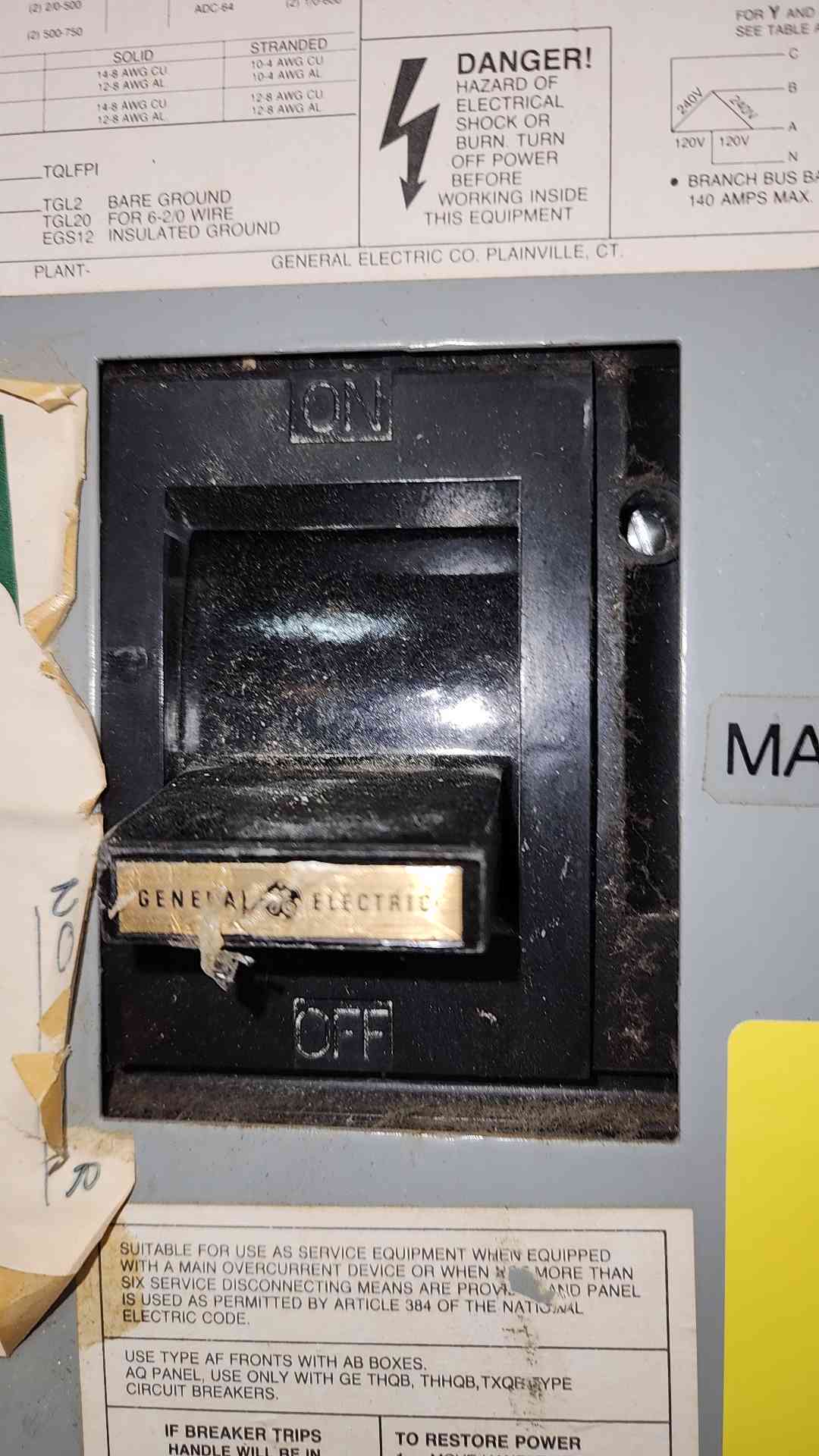 GE AQF3304CTX A-Series 400A 208Y/120V 3PH Panelboard Loaded Breakers No Cover