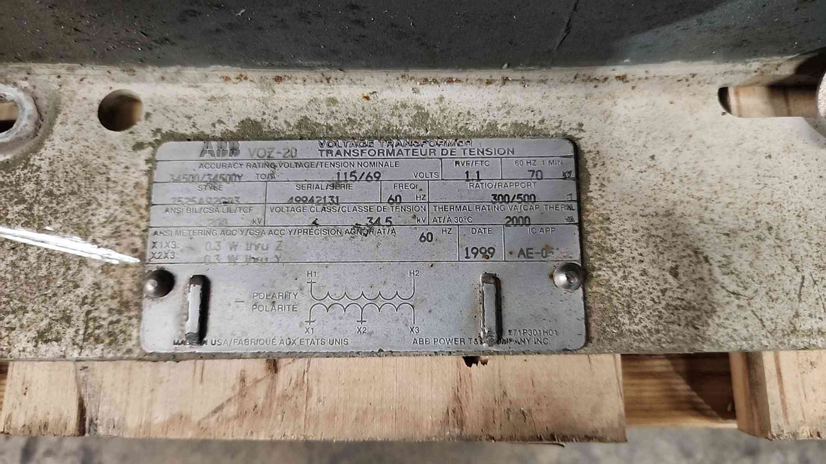 ABB VOZ-20 Voltage Transformer 34.5kV 34500V to 115V 60Hz Outdoor Potential PT