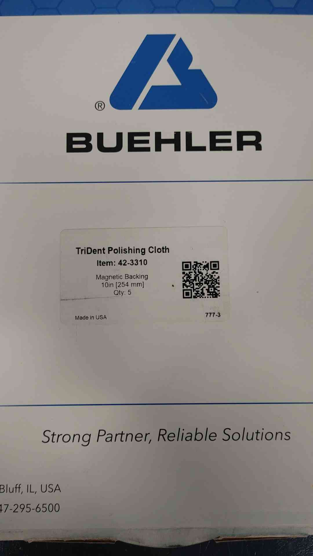 Buehler TriDent 10" Polishing Cloths Magnetic Back 5 Pk 42-3310 Metallographic