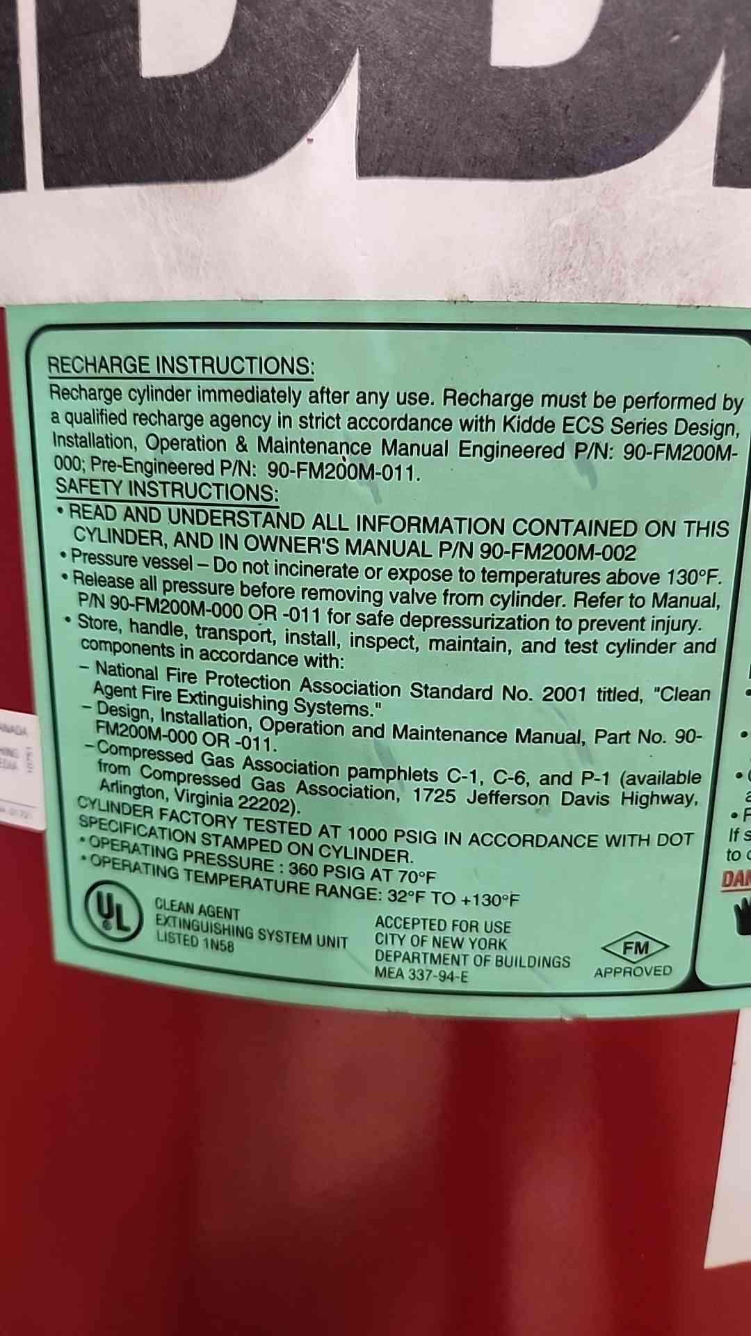 Kidde 265 LBS FM-200 Fire Suppression System (SKU: 116370)