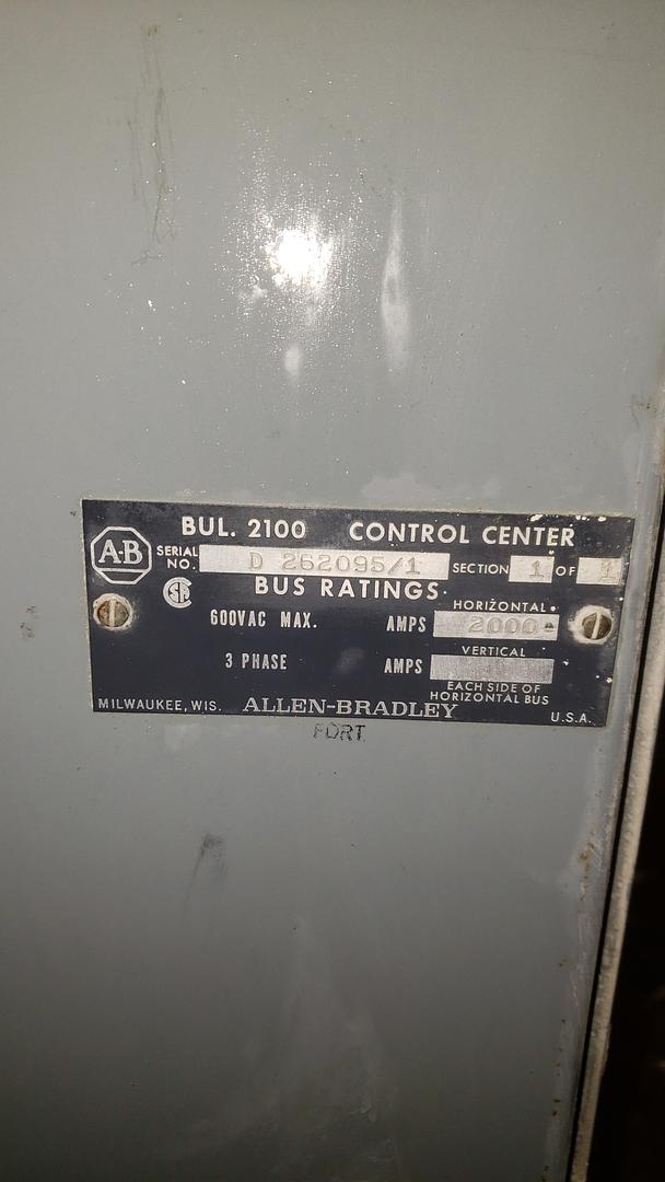 ALLEN-BRADLEY BUL. 2100 Metered Input MCC 2000A(S6LLST10601)