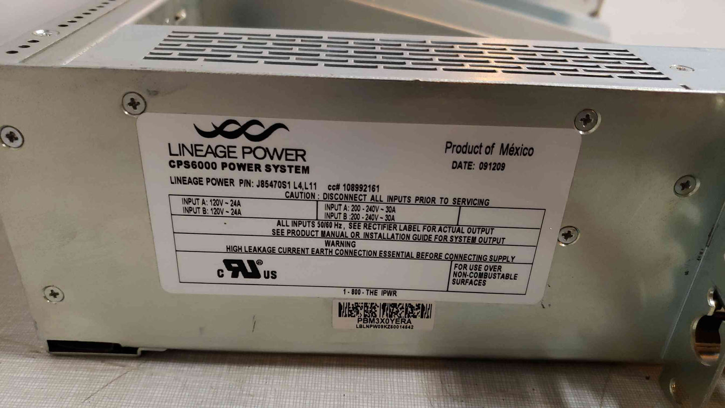 Lineage Power CPS6000 19" Rectifier Shelf J85470S1 PBM3X0YERA Controller