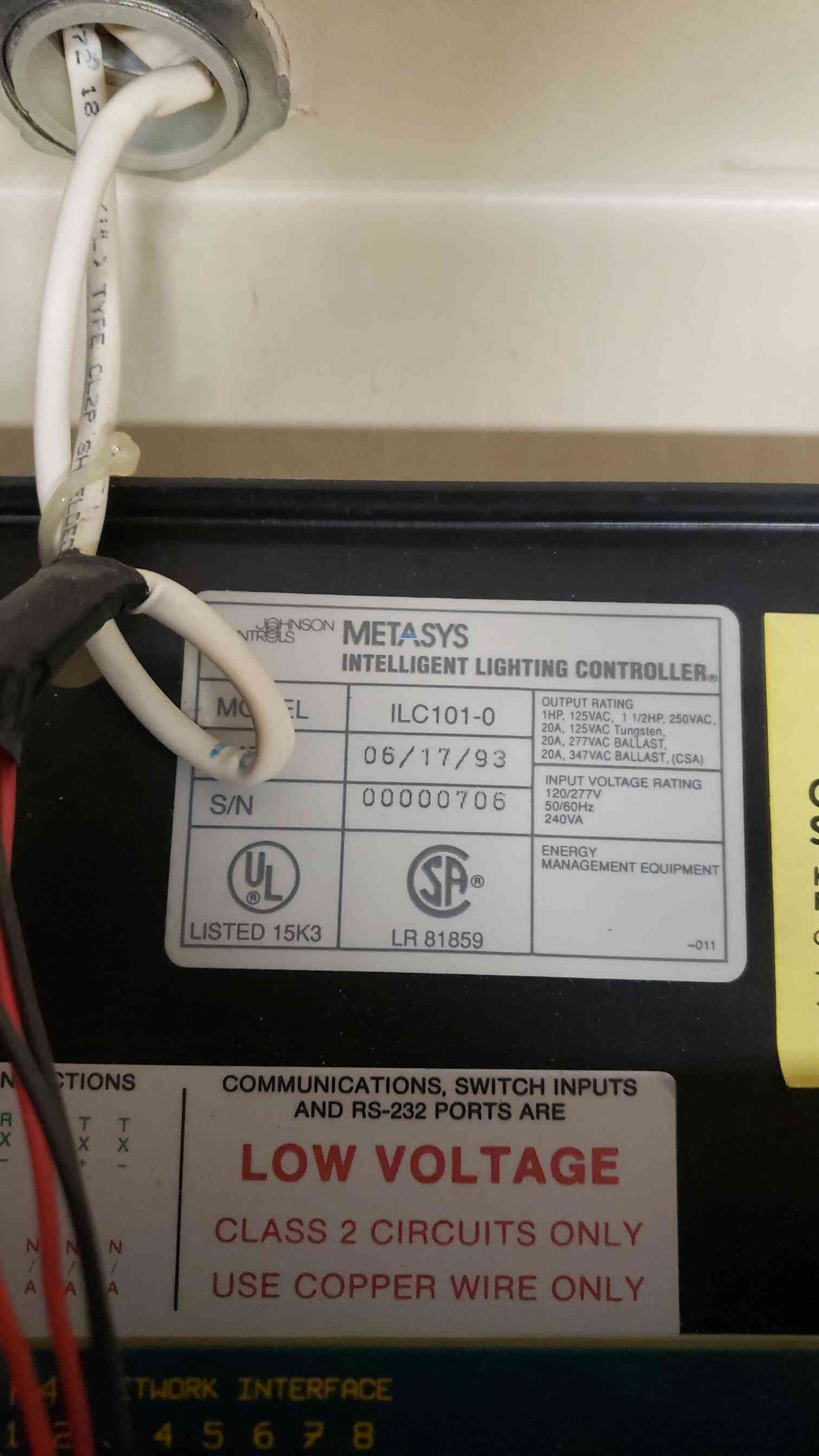 Johnson Controls Metasys ILC101-0 Intelligent Lighting Controller Board