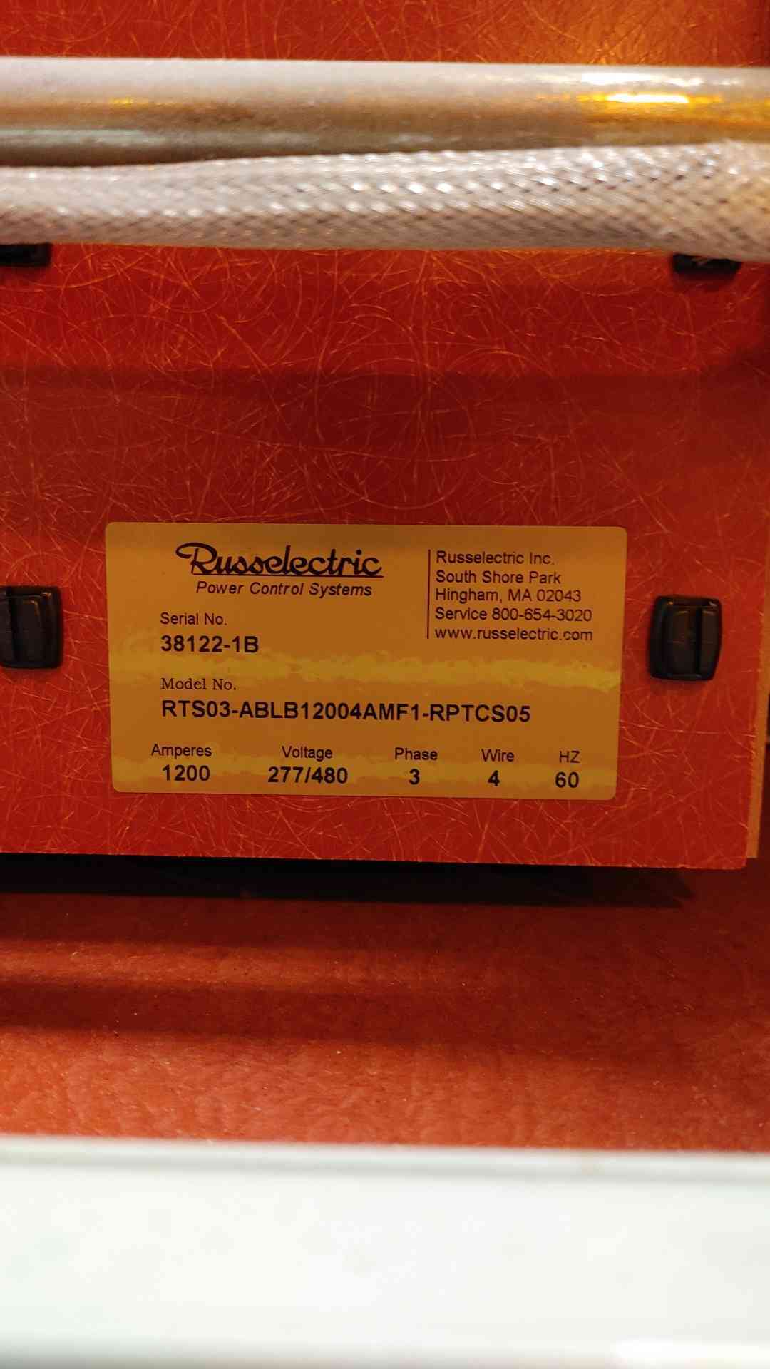 1200A Russelectric ATS Transfer Switch 277/480V 3PH 4 Wire RTS03ABLB12004AMF1RPTCS05(103463)