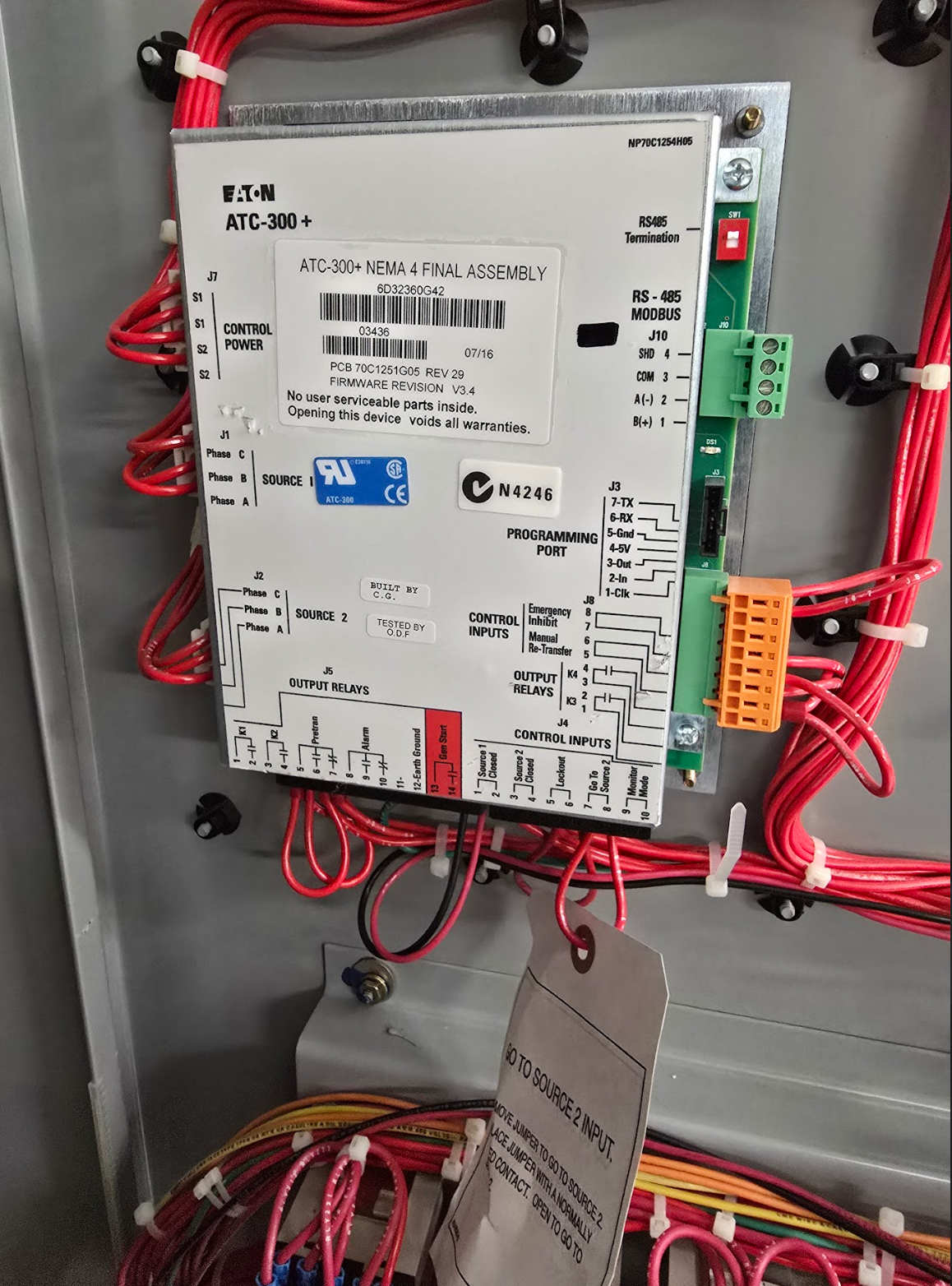 Eaton 1000A 480V ATS Automatic Transfer Switch ATC3C5X41000XSU -90601