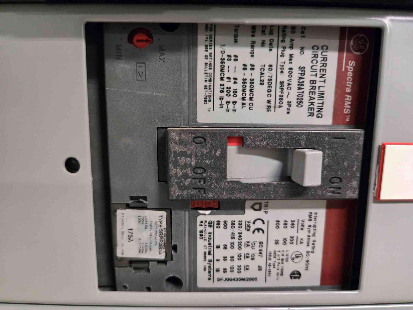 GE Spectra Series 480V Power Panel Board W/ 800A Main & 175A Dist (SKU: 107726)